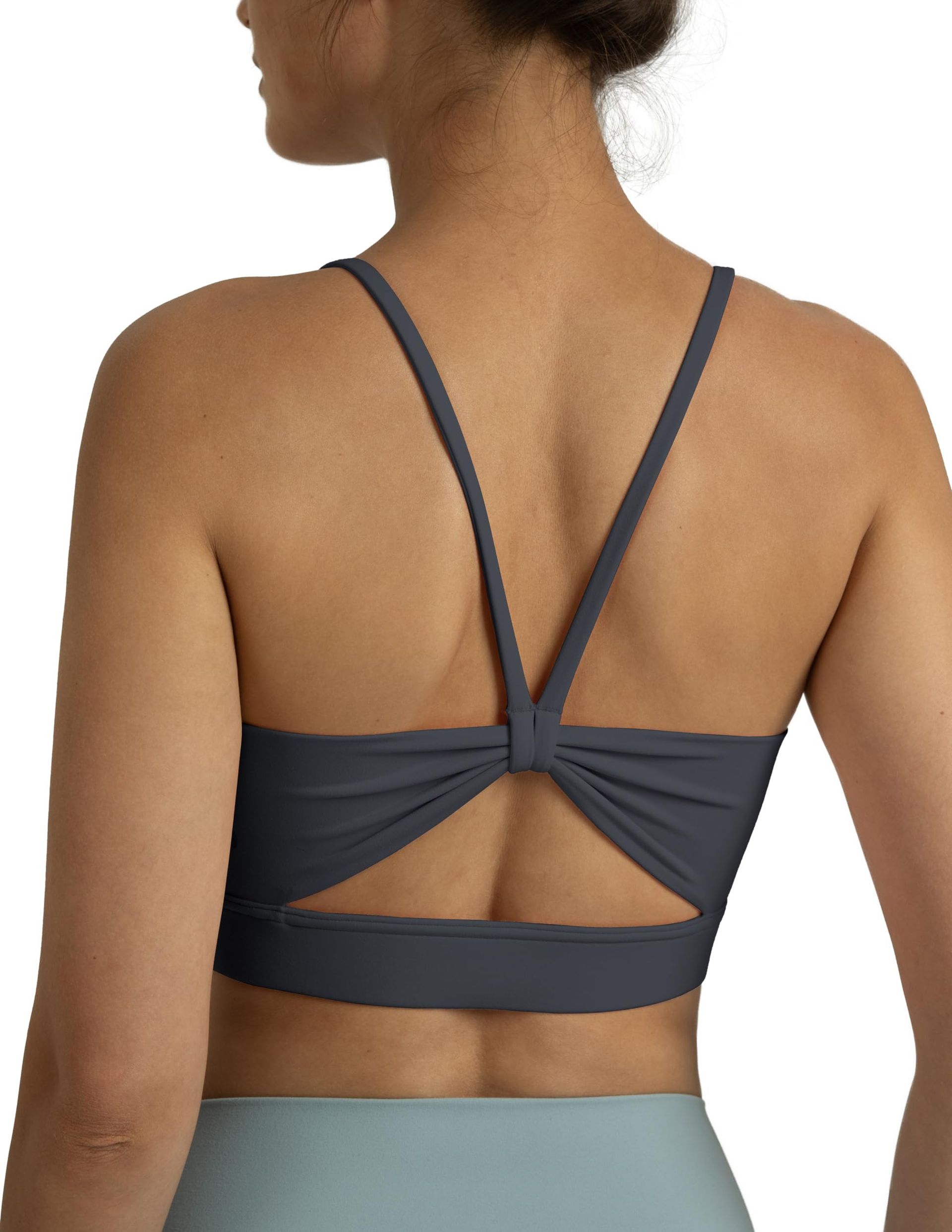 Women's Dreamlux Bowknot Strappy Sports Bra Light Impact Yoga Top - Blue Ink L