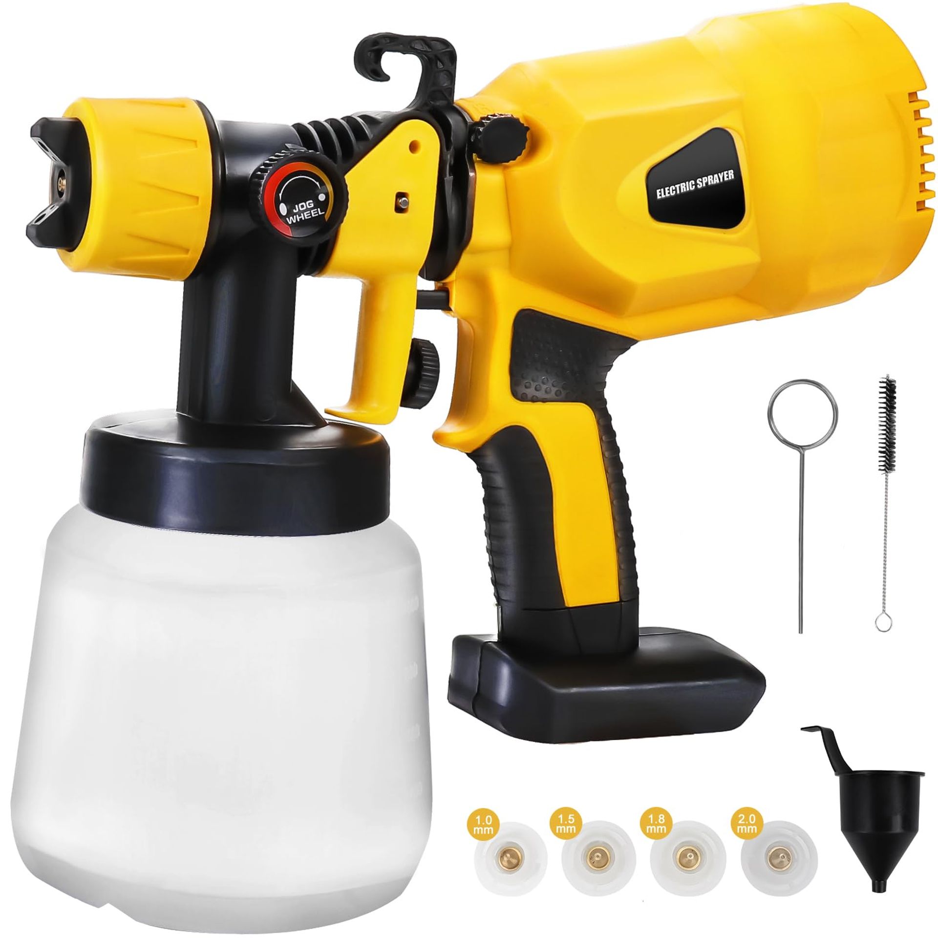 Cordless Paint Sprayer 400W HVLP Gun with Brushless Motor, 4 Nozzles, 3 Spray Patterns, Compatible with Dewalt 20V Max Battery - Blue For Dewalt