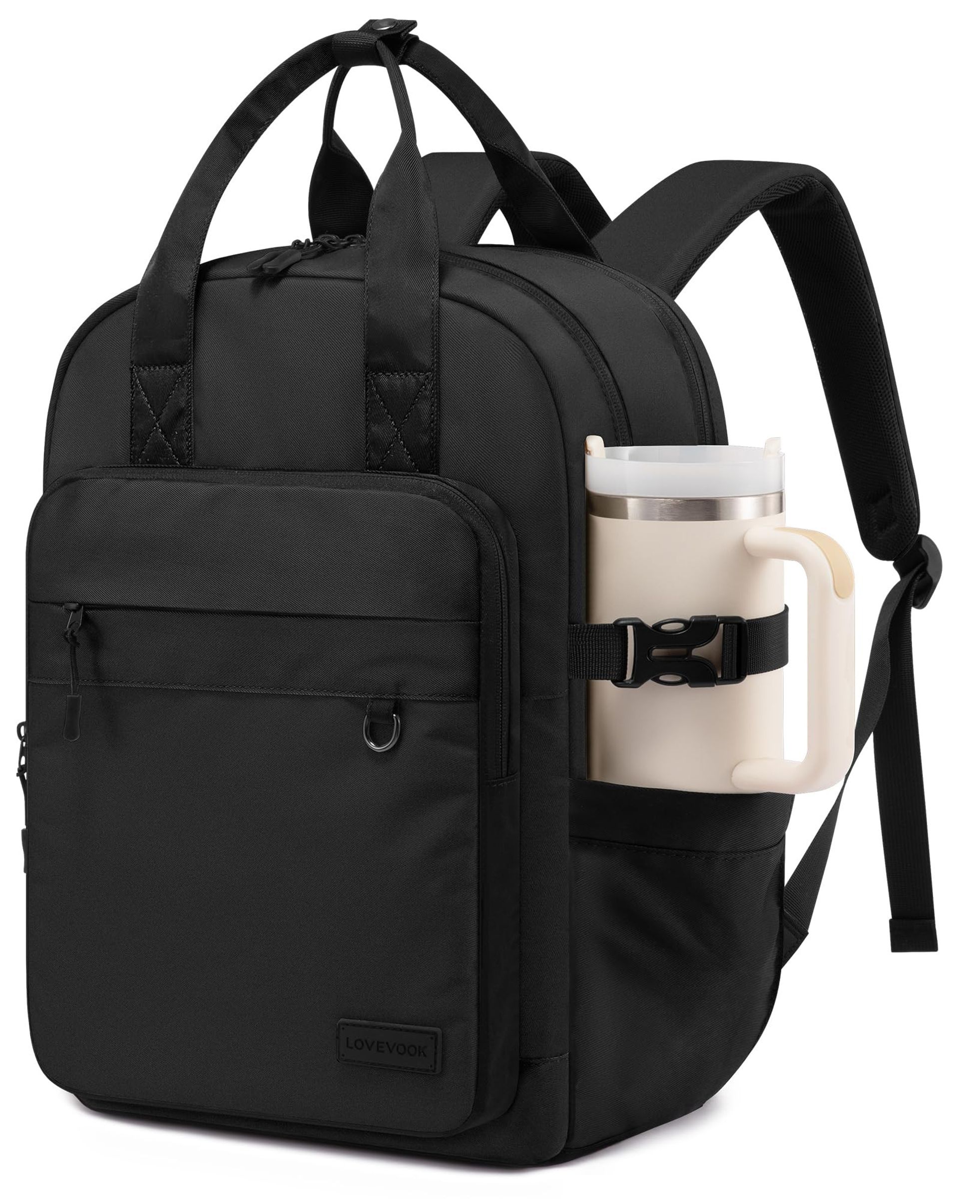 Women's Laptop Backpack Waterproof Large Capacity Rucksack for Work, School & Travel - Black 17"
