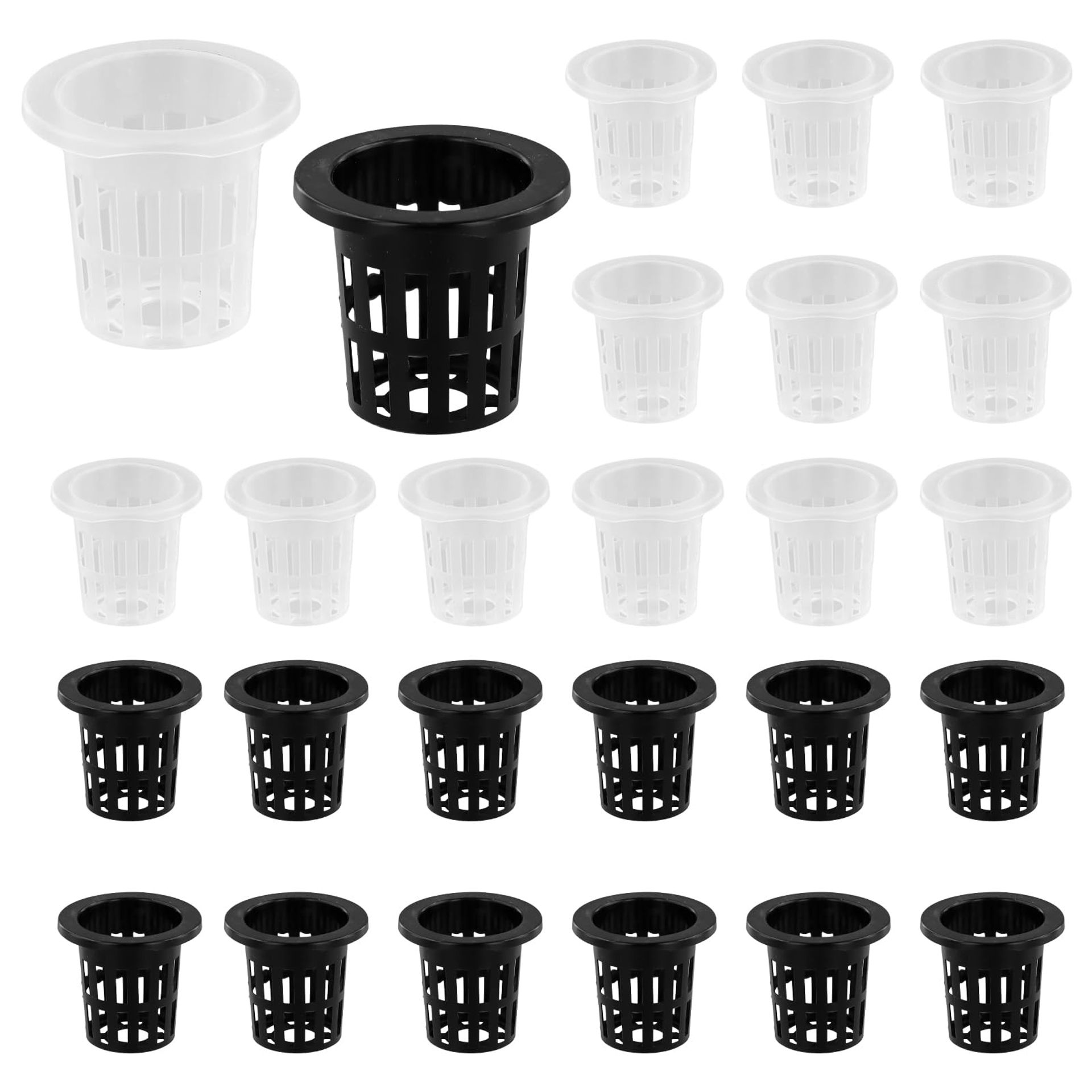 Hydroponics Net Pots 50 Pack Slotted Mesh Cups for Plants & Seedlings - Black Translucent S