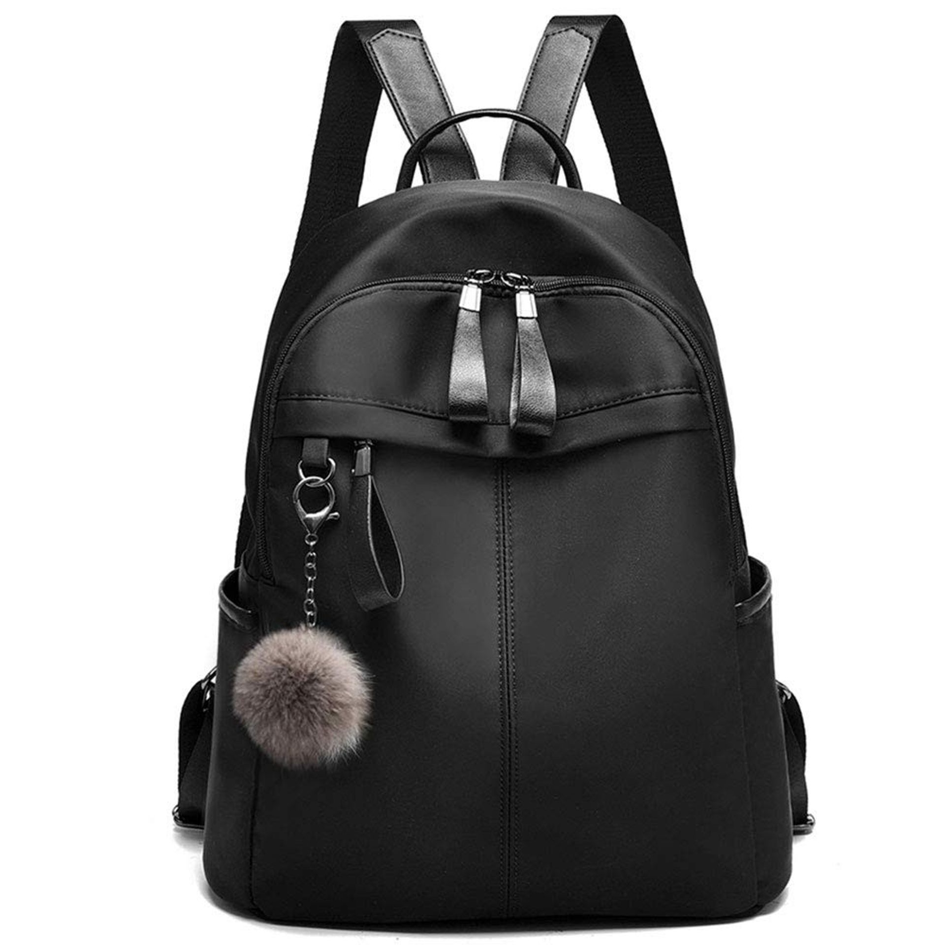 Women's Waterproof Nylon Anti-Theft Backpack Multi-Pocket Travel Rucksack - Black L