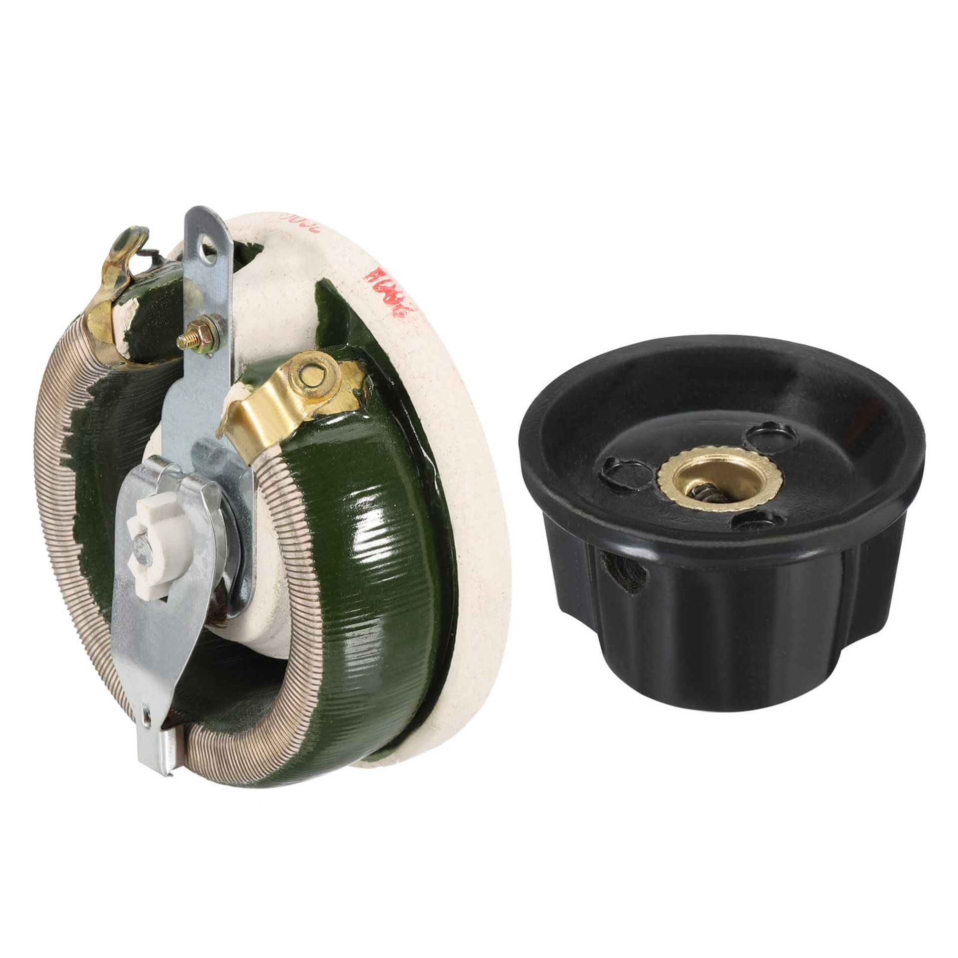 200W 200 Ohm Ceramic Rheostat Adjustable Wirewound Variable Resistor with Control Knob - Silver