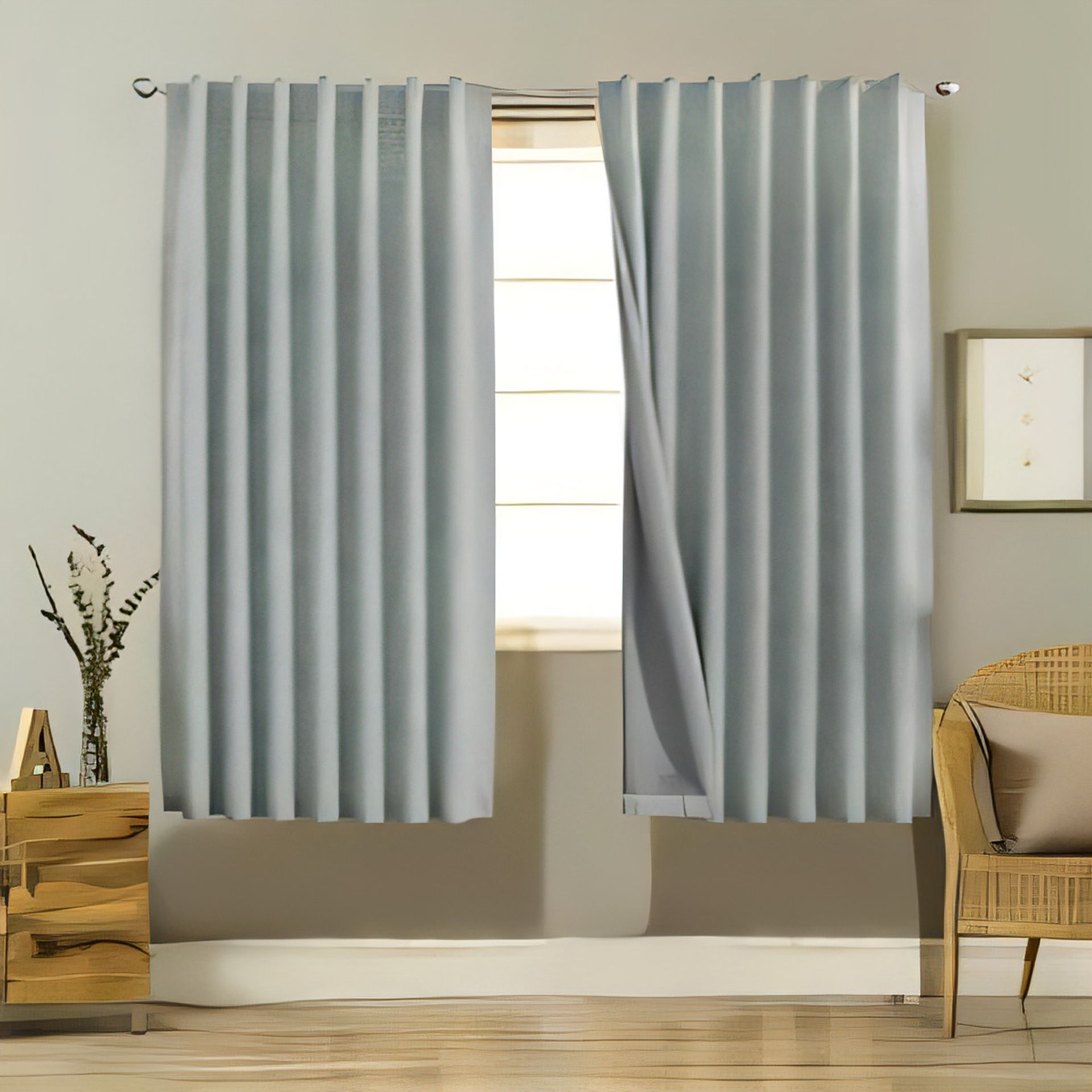 Blackout Thermal Lined Curtains 100% Light Blocking Linen Look with Back Tabs & Rod Pocket Drapes for Bedroom & Living Room - Sage Green 55x68 inch