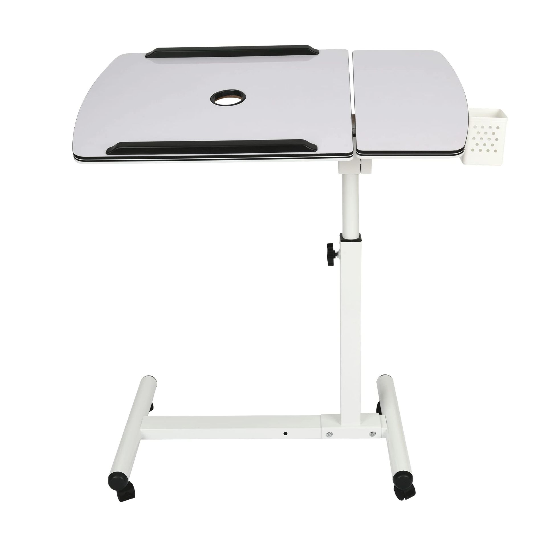 Adjustable Over Bed Laptop Table Rolling Desk with Tilt Top and Wheels - White One Size