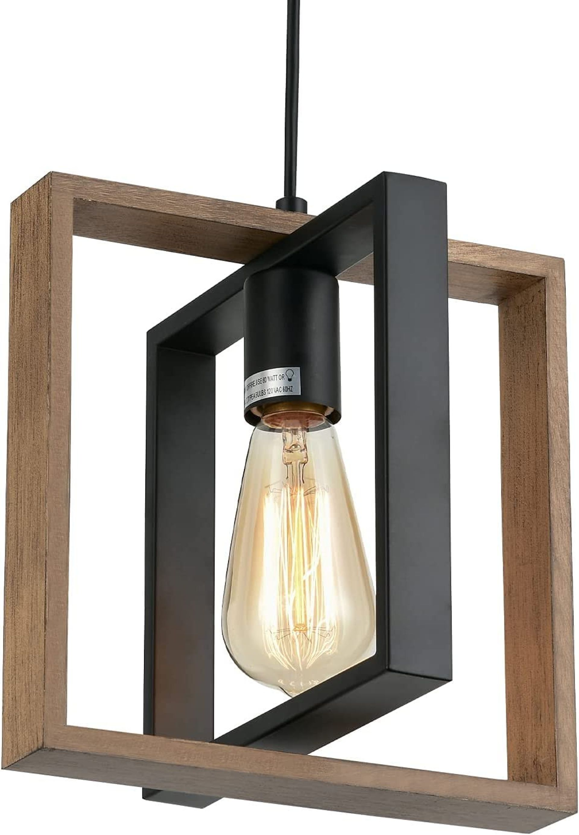Industrial Small Pendant Light Farmhouse Kitchen Ceiling Lamp E27 Fitting for Dining Bedroom Hallway - Wood/Metal 1 Head - Spring Refresh