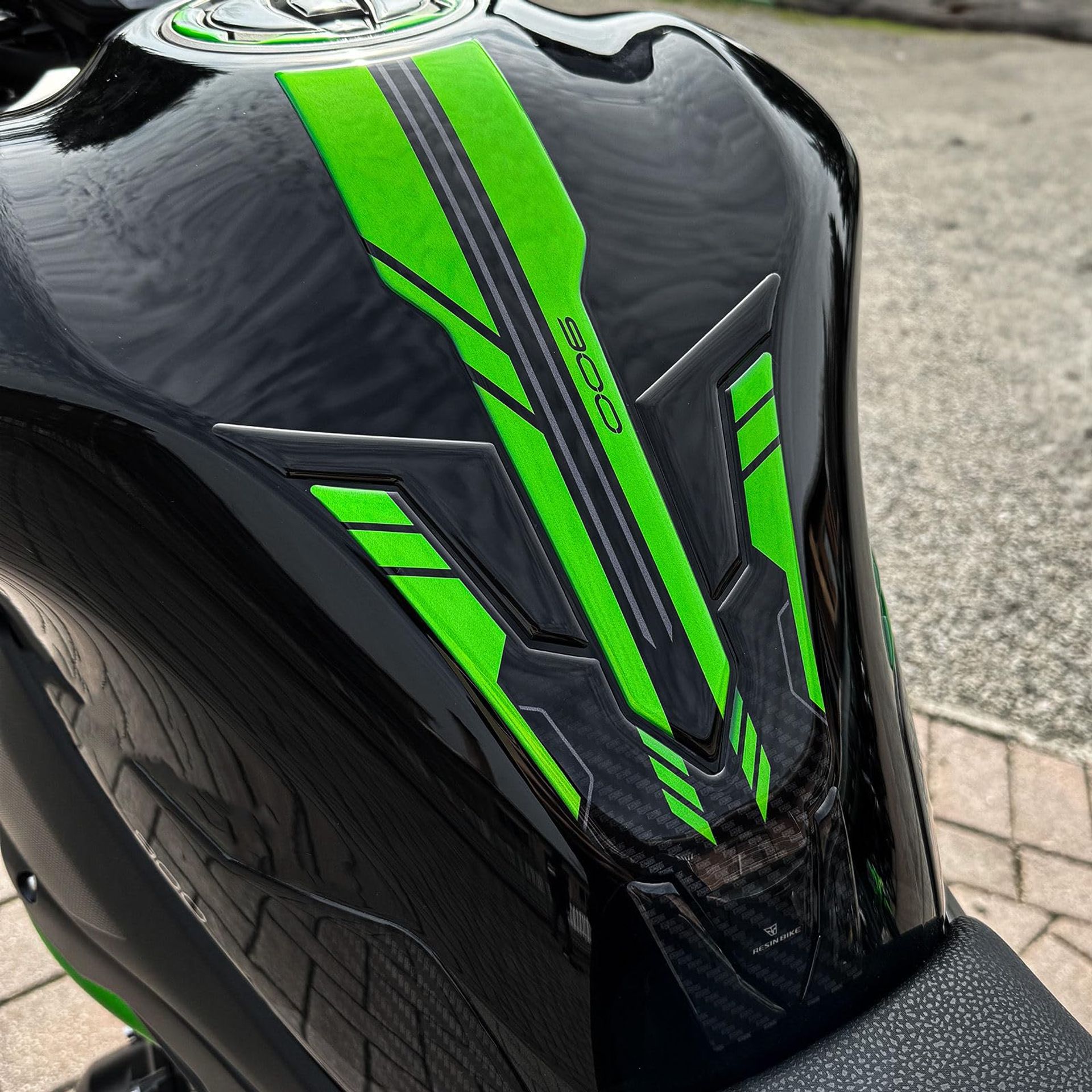 Motorcycle Tank Protector 3D Resin Adhesive Shield Compatible with Kawasaki Z900 2023-2024 - Transparent 3D Style
