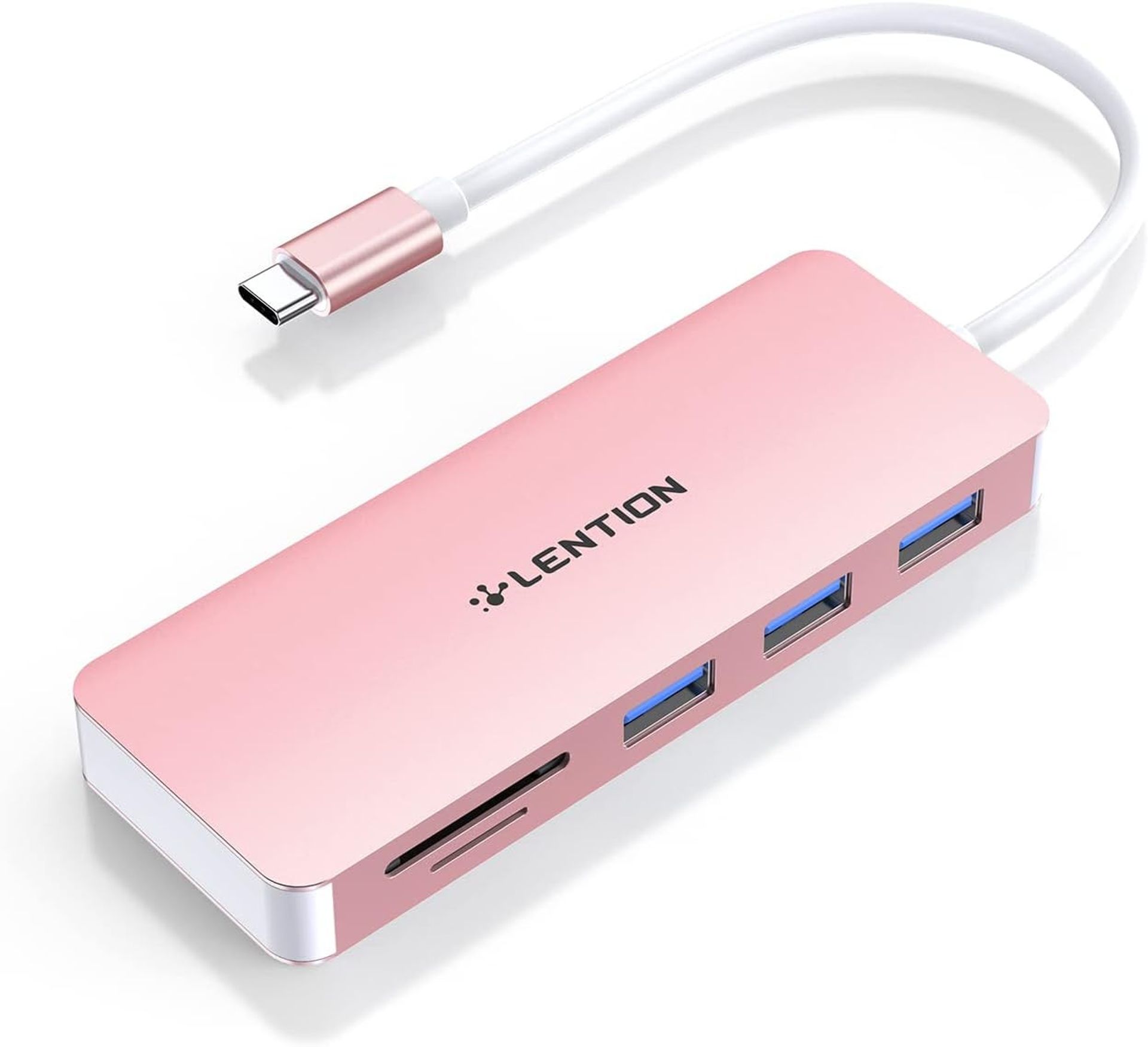 USB C Hub Multi-Port Adapter with 3 USB 3.0 Ports and SD/Micro SD Card Reader for MacBook, iPad Pro and ChromeBook - Rose Gold C15 - Student Essentials
