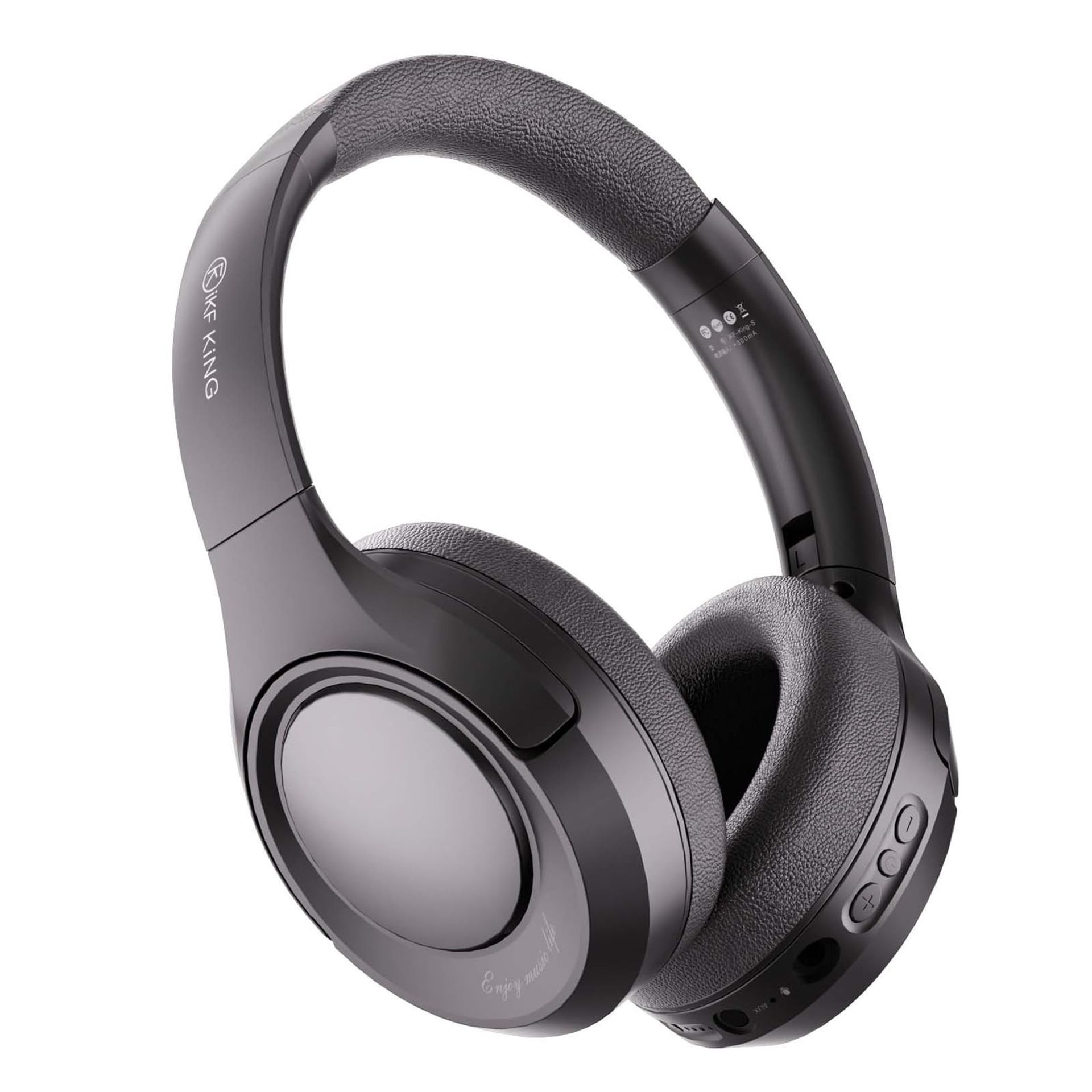 Wireless Over-Ear Headphones Active Noise Cancelling 100H Playtime Deep Bass Bluetooth 5.3 Foldable Design - King Black M