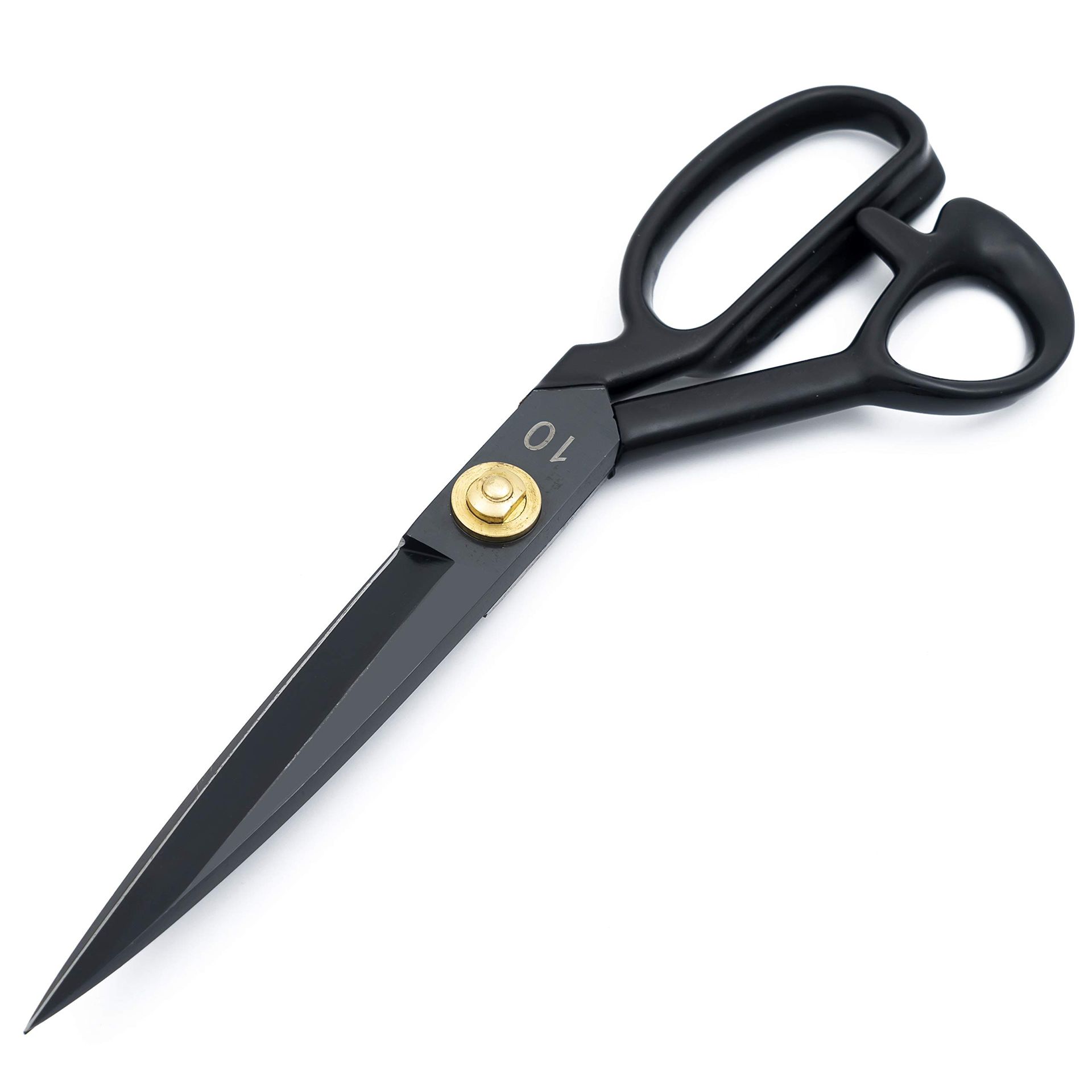 Professional Tailor Fabric Scissors Heavy-Duty Stainless Steel Shears for Sewing and Craft Projects - Black 10 Inch