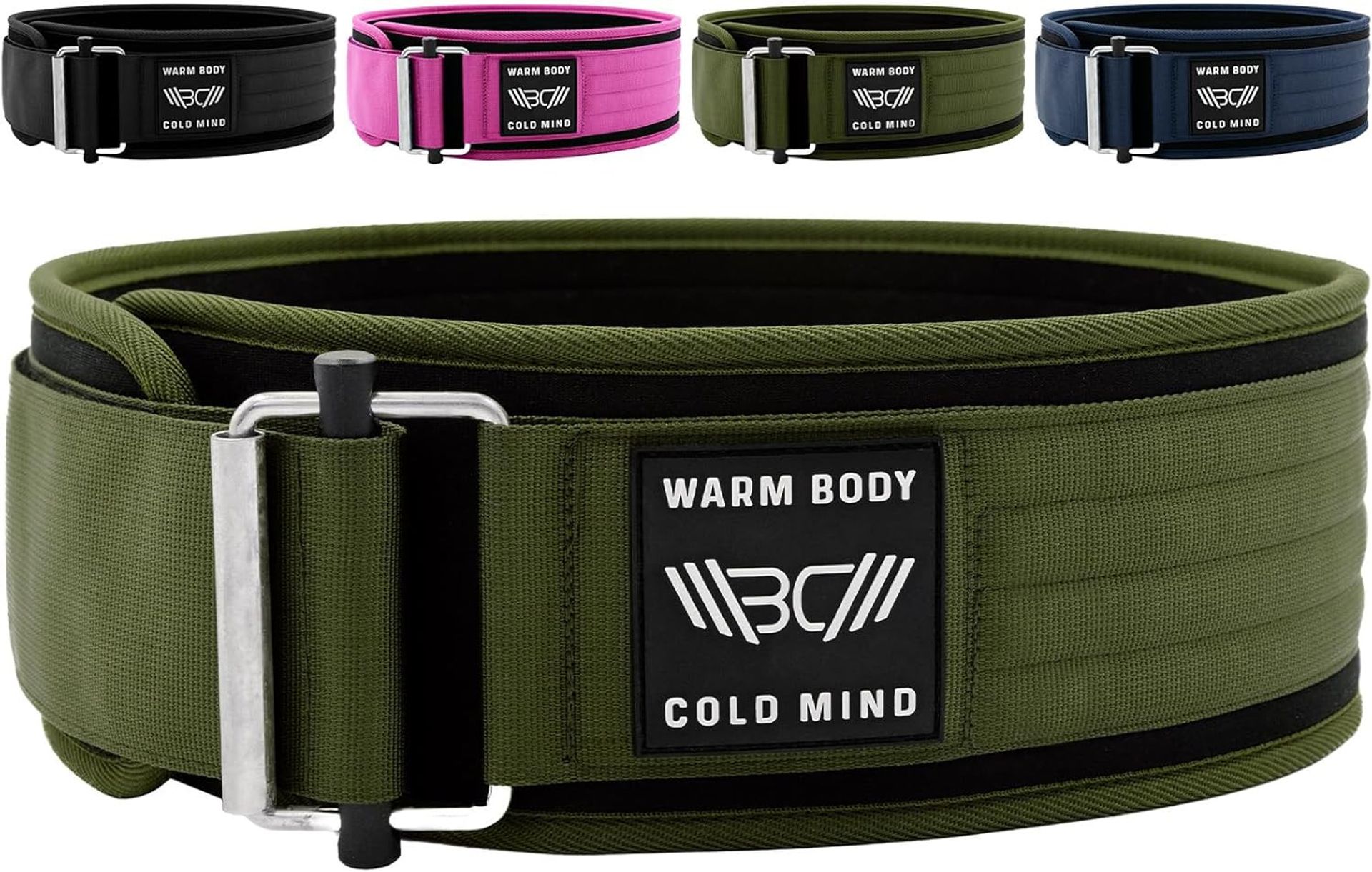 Weight Lifting Belt Quick-Locking 4 Inch Back Support for Gym, Powerlifting & CrossFit - Khaki L