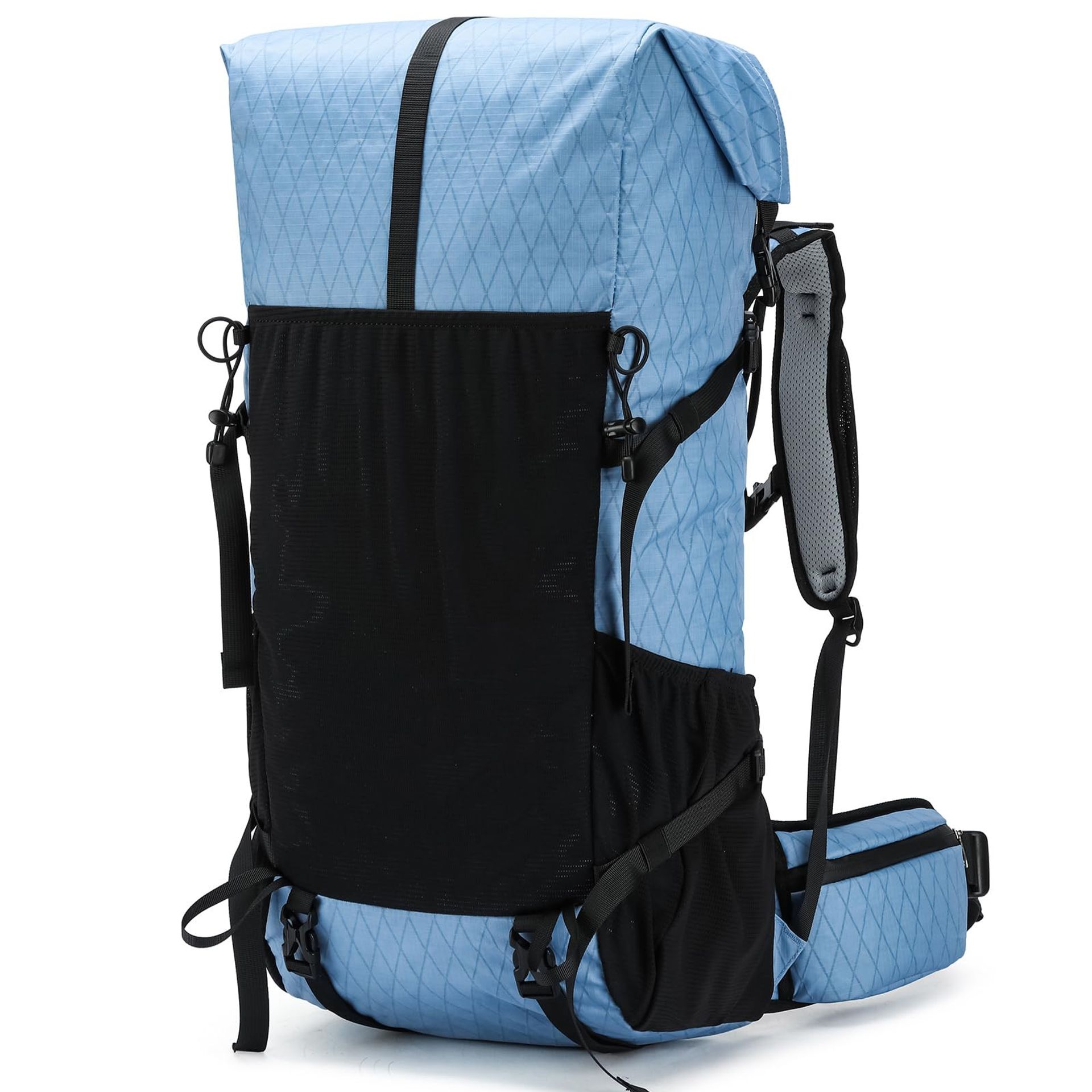 Expandable Lightweight Hiking Backpack Waterproof Scratch-Resistant Roll Top Rucksack with Laptop Compartment 40L to 50L - Blue 40L TO 50L