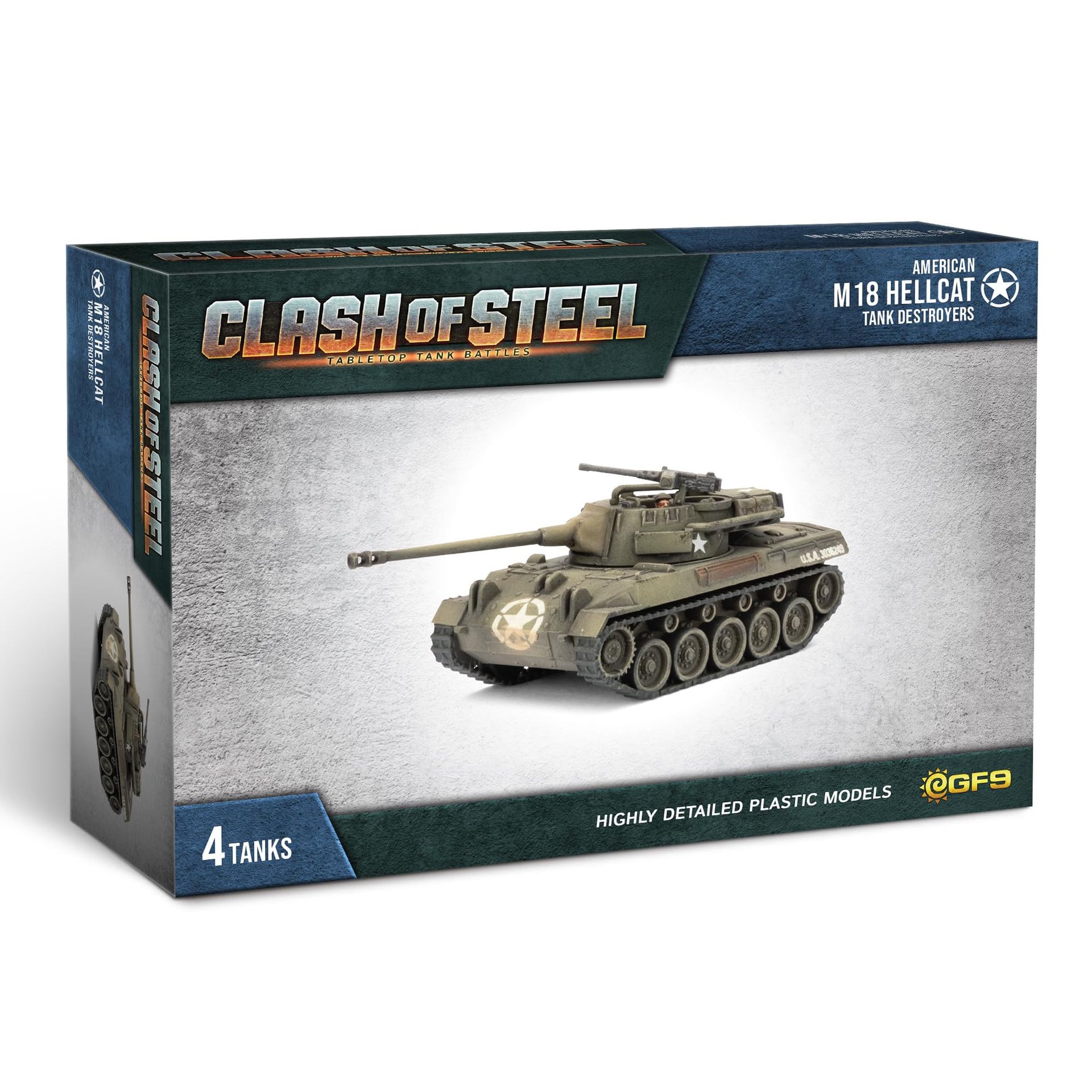 Clash of Steel American M18 Hellcat Tank Destroyers Model Kit 4 Pack - Unpainted CSU08