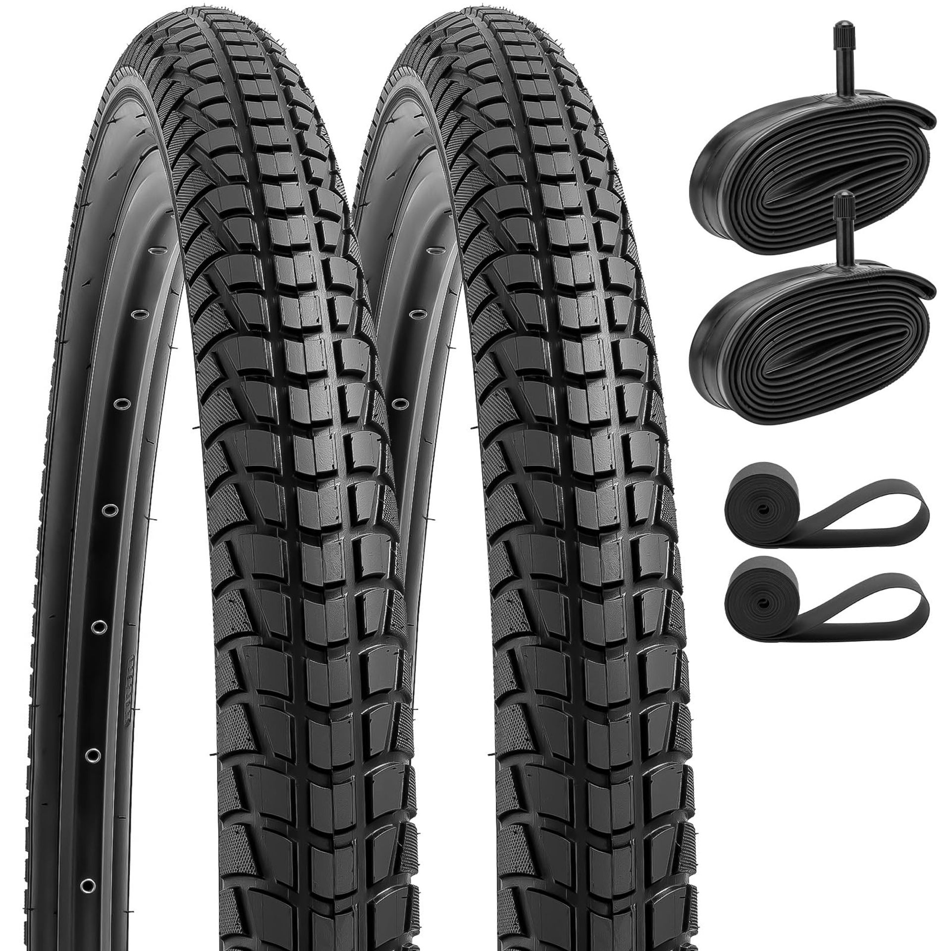 2PCS 29-Inch Folding Bike Tyres with Inner Tubes Schrader Valve Compatible with Road, Gravel, and City Bicycles - Black 29x1.95