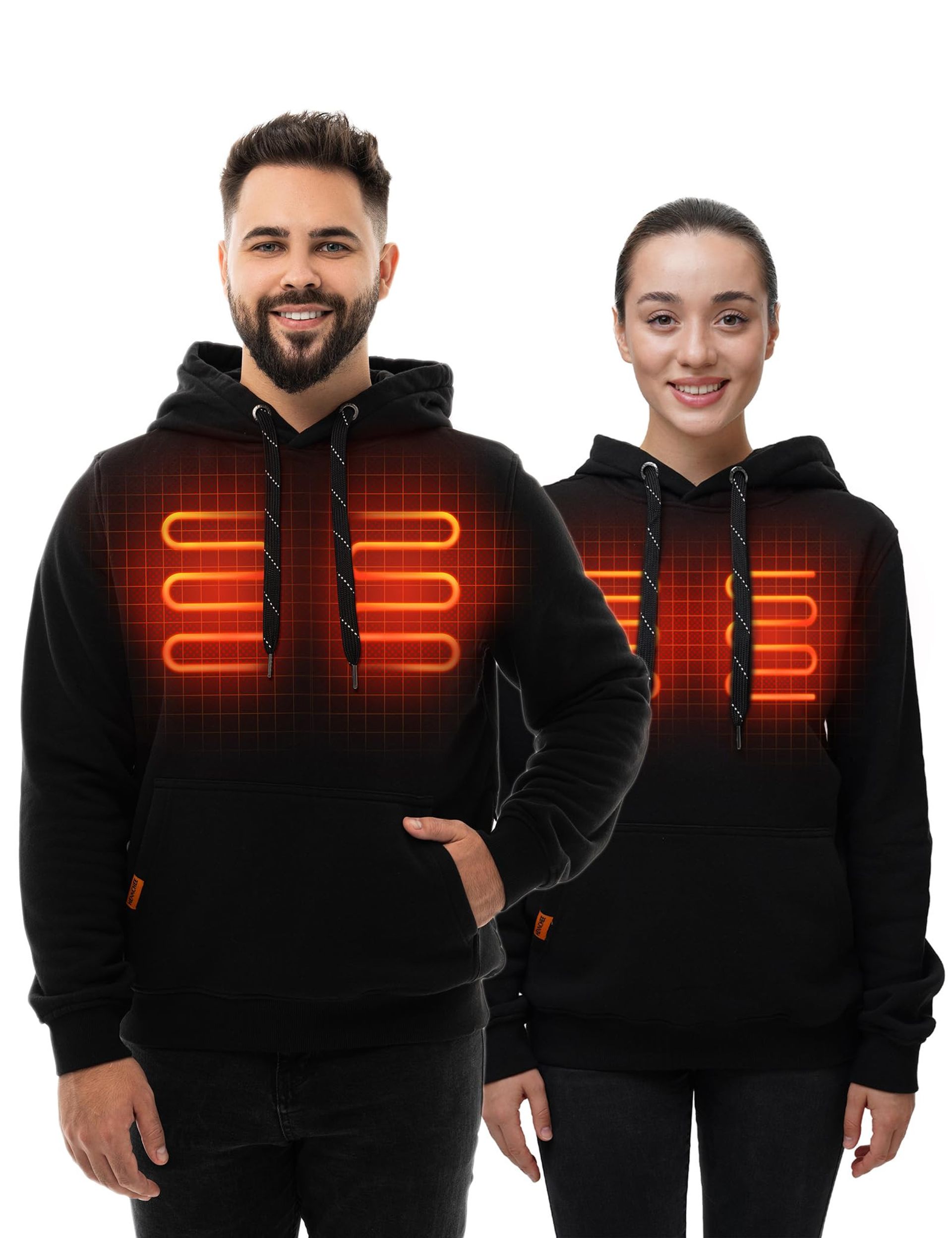 Heated Hoodie with Battery Pack Unisex Thermal Pullover Sweatshirt for Winter Outdoor Activities - Black XXL
