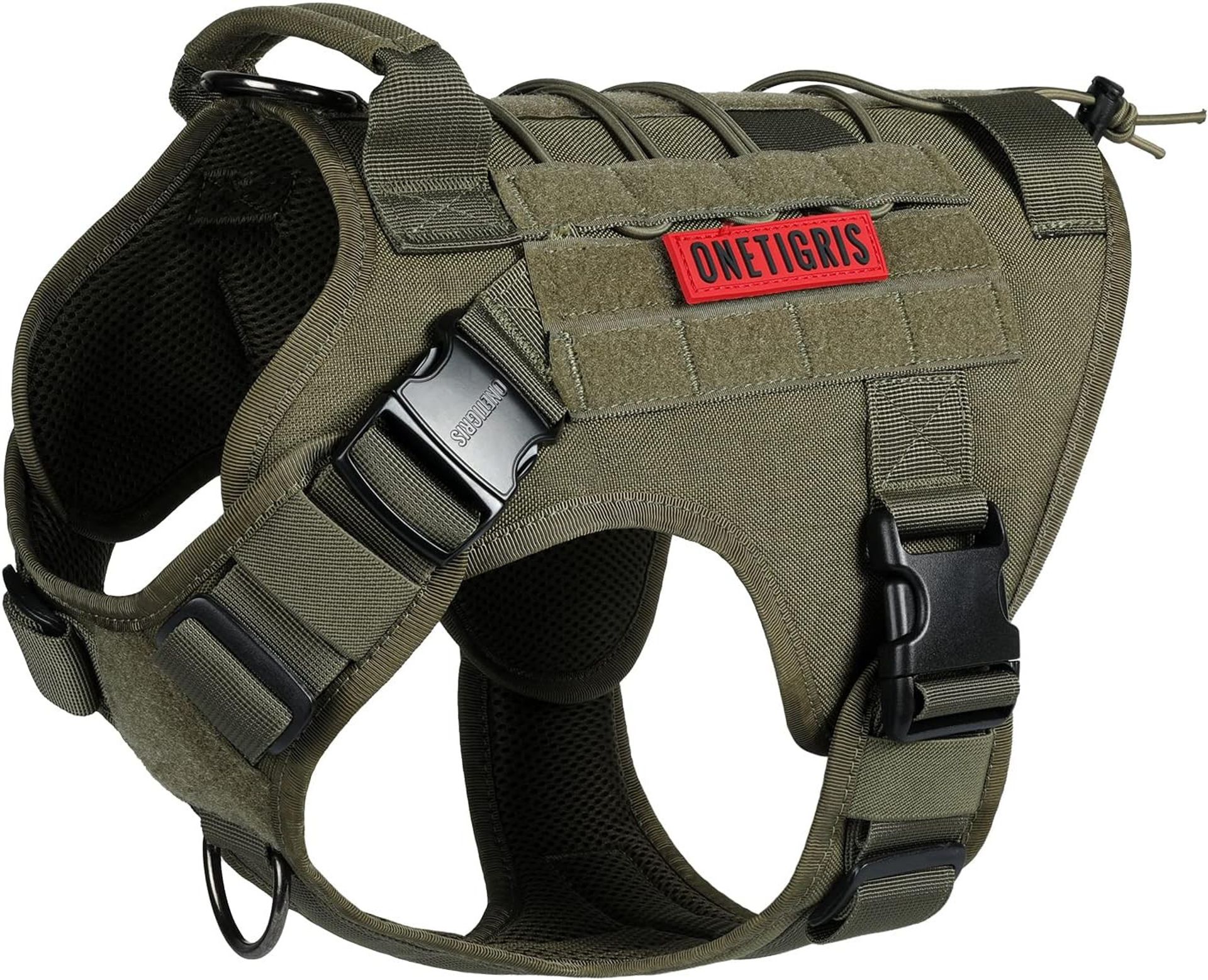 Tactical Dog Harness with Handle No-Pull Military Vest Adjustable for Walking, Hiking & Training - Green S