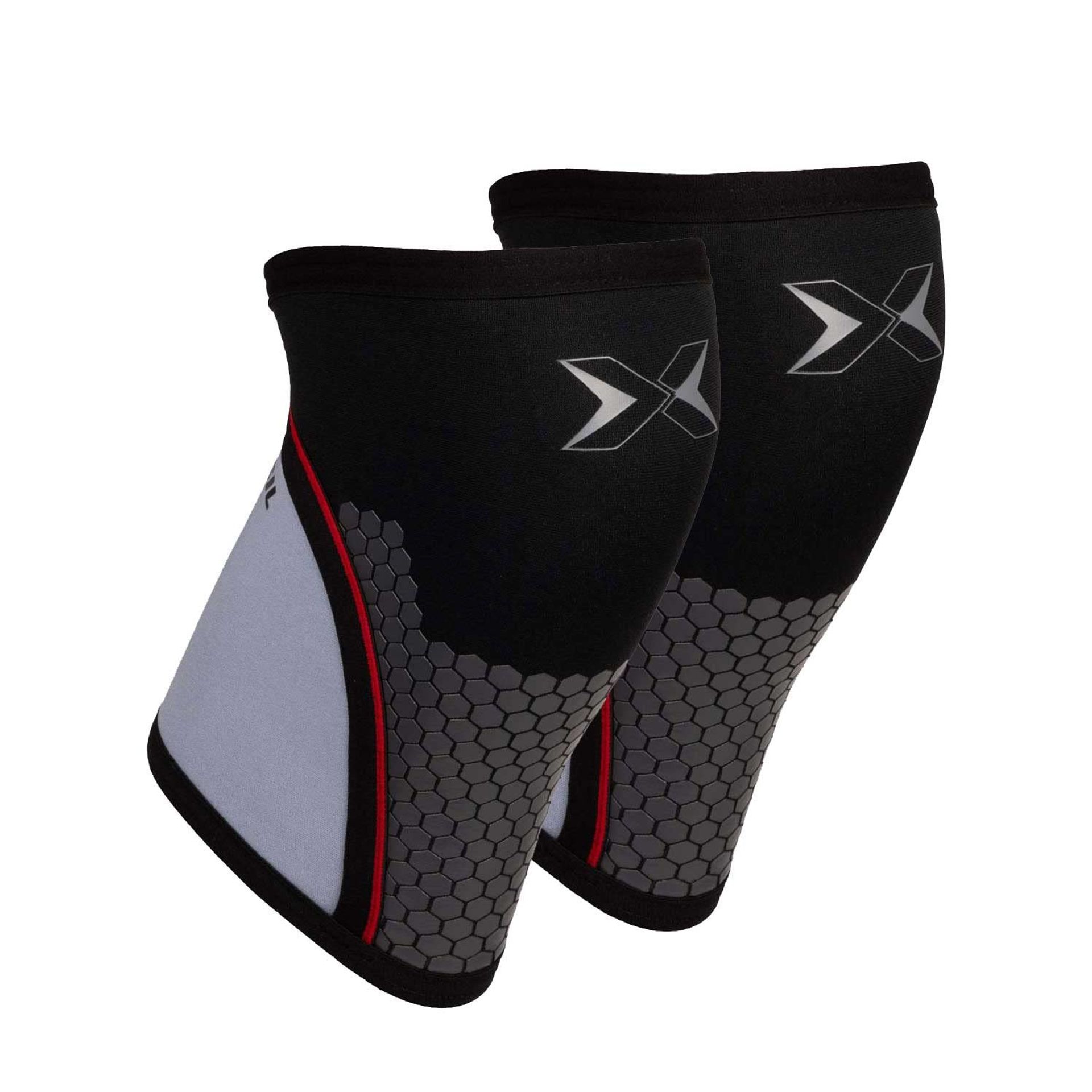 Neoprene Knee Support Pads for Cross Training with Hex Tech 0.2 Design, 5mm Compression for Powerlifting and Weightlifting - Grey M