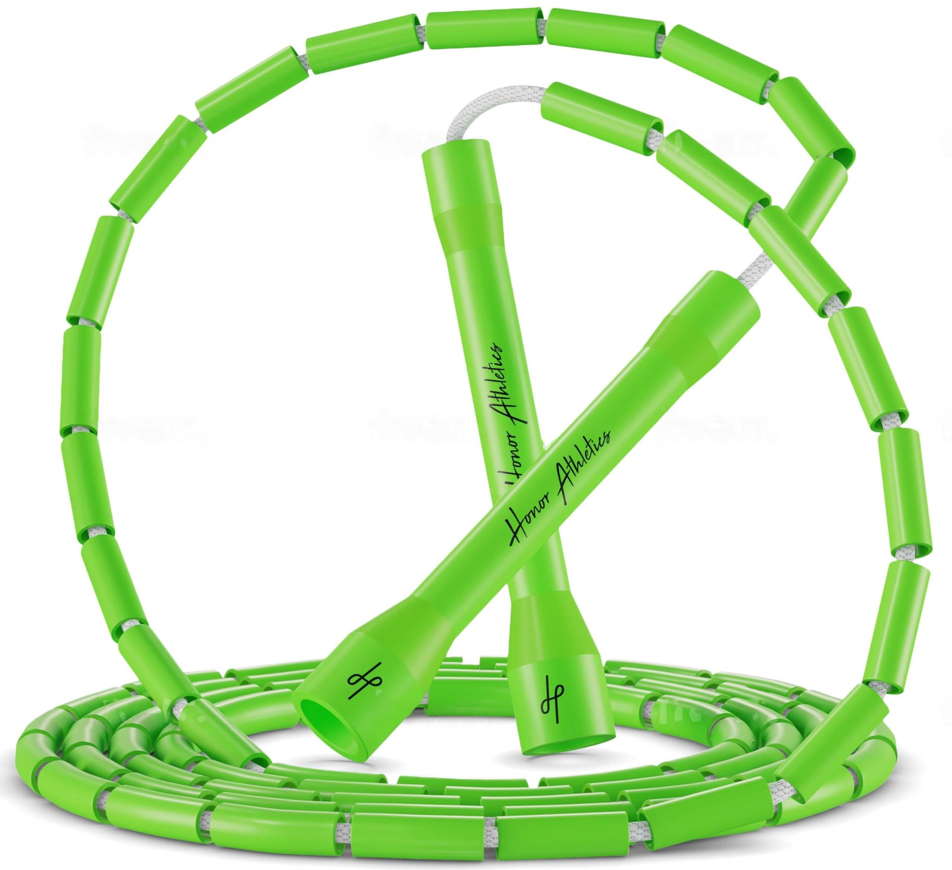 Beaded Jump Rope Adjustable Unbreakable Handles Shatterproof Beads for Fitness Training - Neon Green 2.0 X3 Stronger