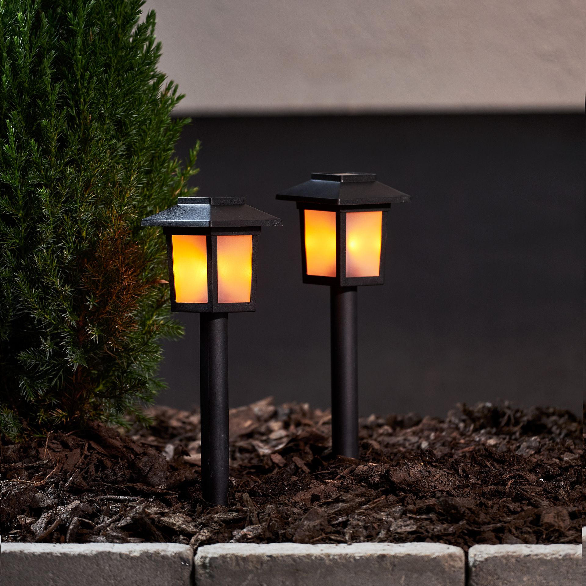 Solar LED Garden Lanterns with Ground Spikes – Pack of 2