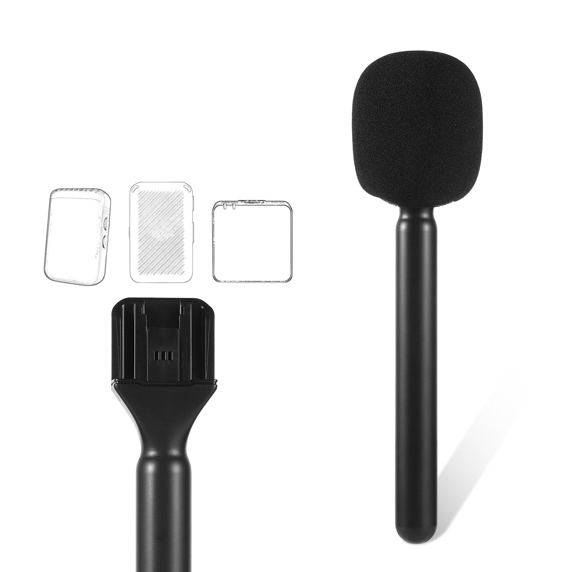 Microphone Holder Mount with Draft Shield Compatible with DJI Mic 1/2 and Wireless GO II Accessories - Black