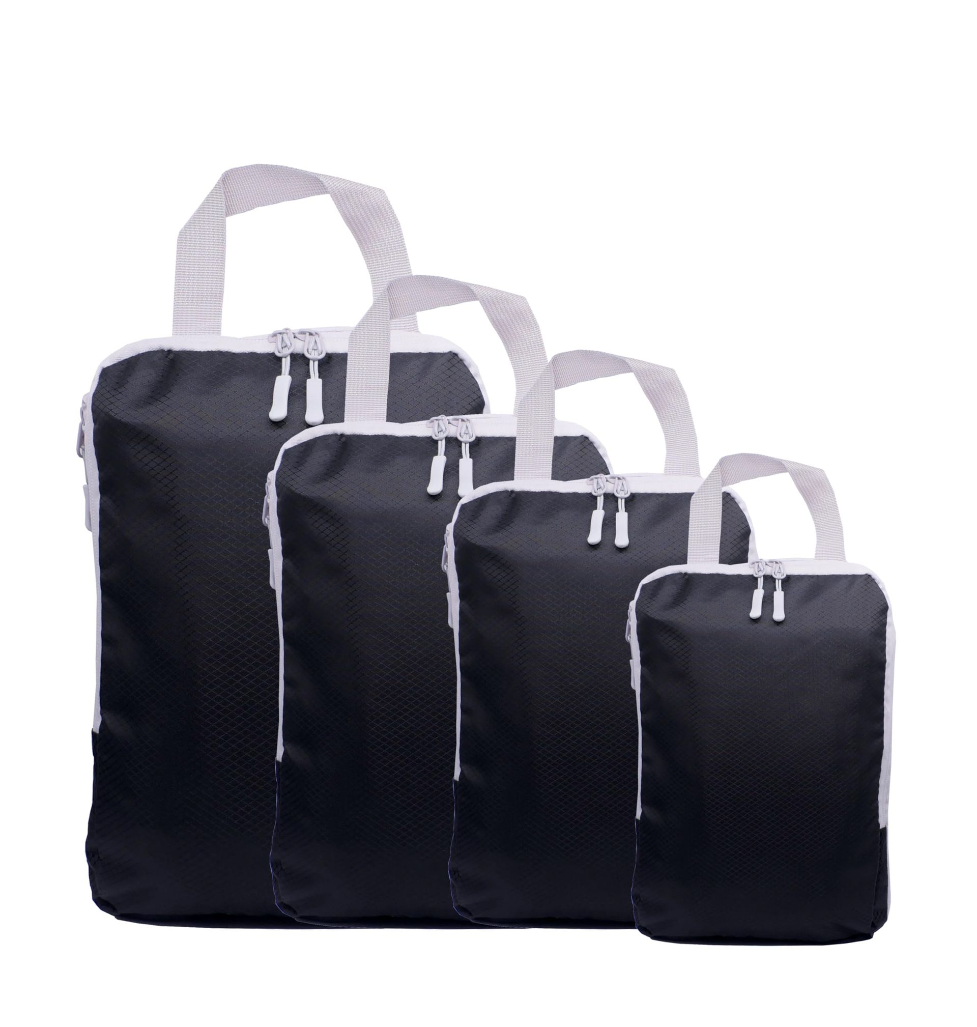 Compression Packing Cube Extensible Travel Luggage Organiser Bag Lightweight Nylon - Black S