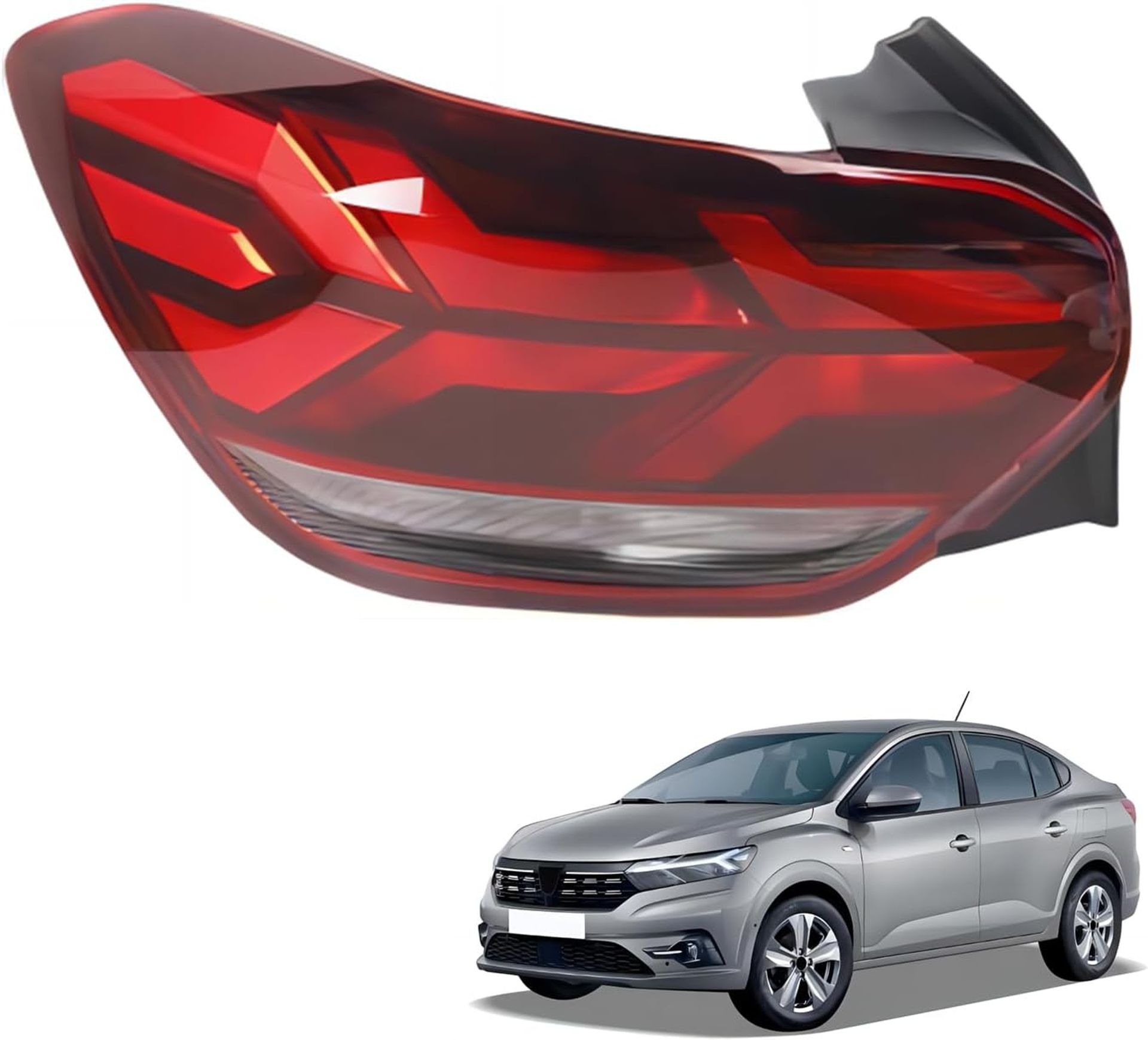 Car Tail Light Assembly Left Rear Electroplated for Renault Logan 2022 - Chrome XF729-011