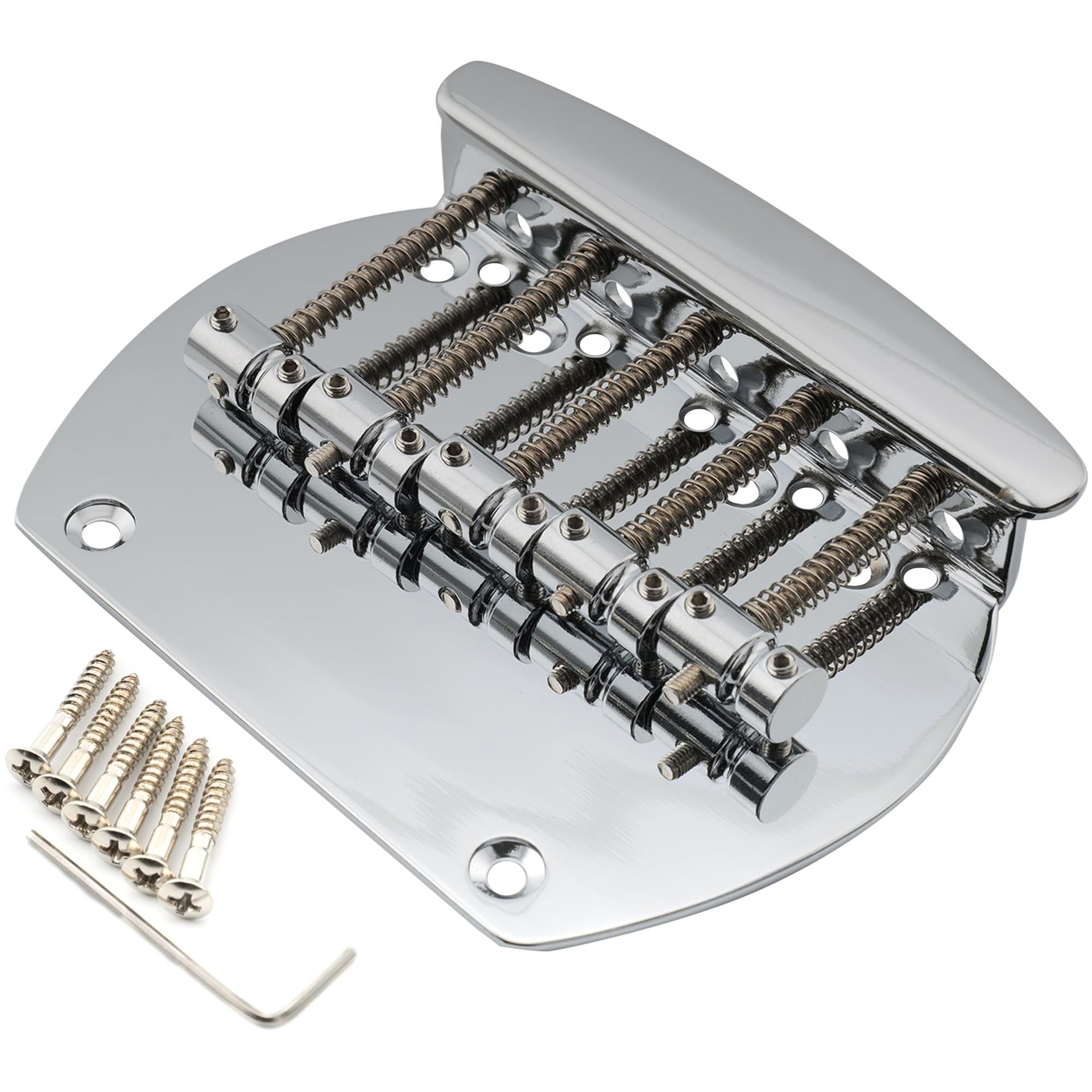 5-String Bass Bridge Replacement for MusicMan Style Guitars Steel 16mm Spacing - Chrome MX2825CR
