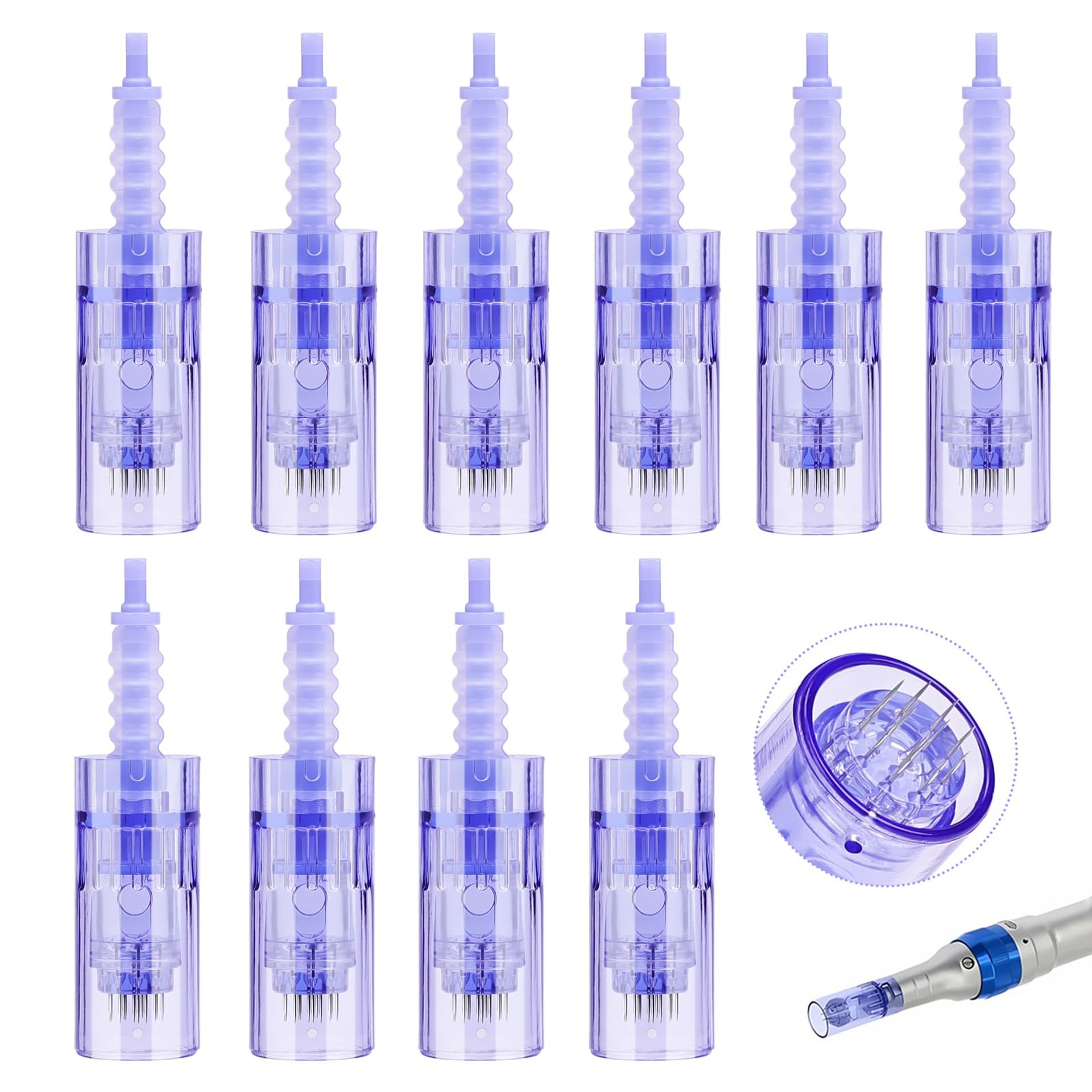Microneedling Cartridges 20 Pack Compatible with Ultima A6 Pen 36PIN Bayonet Type - Transparent 20pcs-36PIN