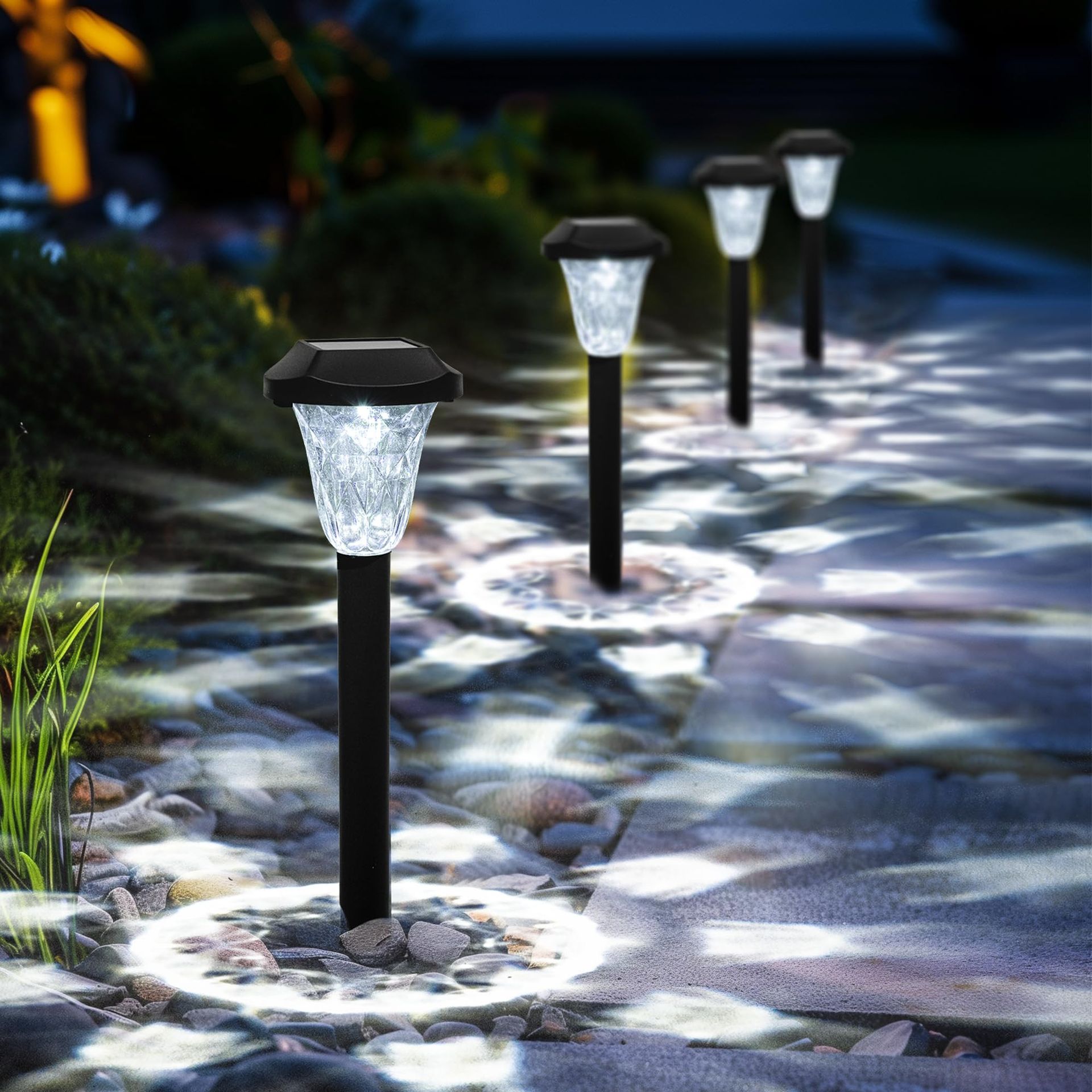 Solar Garden Pathway Lights Outdoor Waterproof LED Landscape Lighting 10 Pack - Cold White