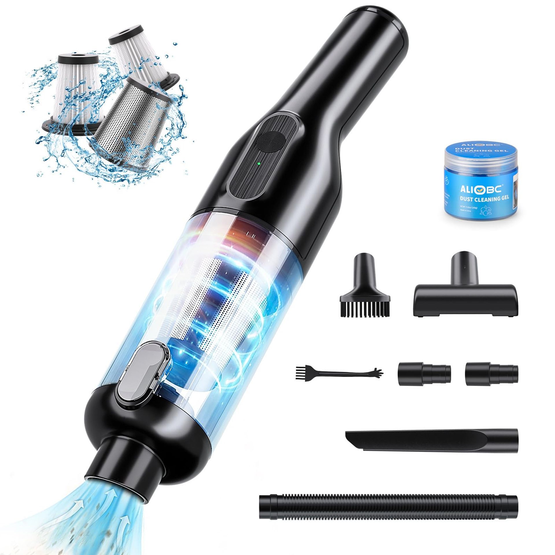 Handheld Vacuum Cleaner 22000Pa Suction Cordless Portable for Car, Home and Office Cleaning with Slime and Brush - Black-02 VC029