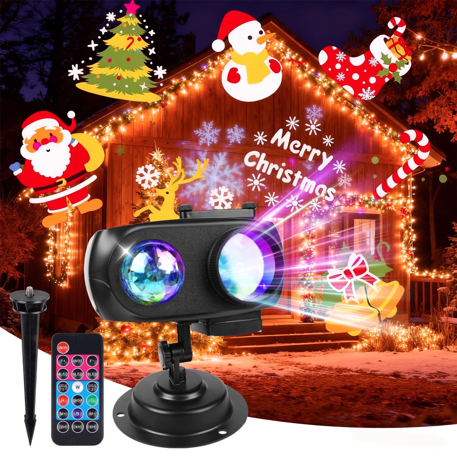 Christmas Projector Lights 96 Patterns Remote Control Timer Waterproof - RGB SE508-012RF