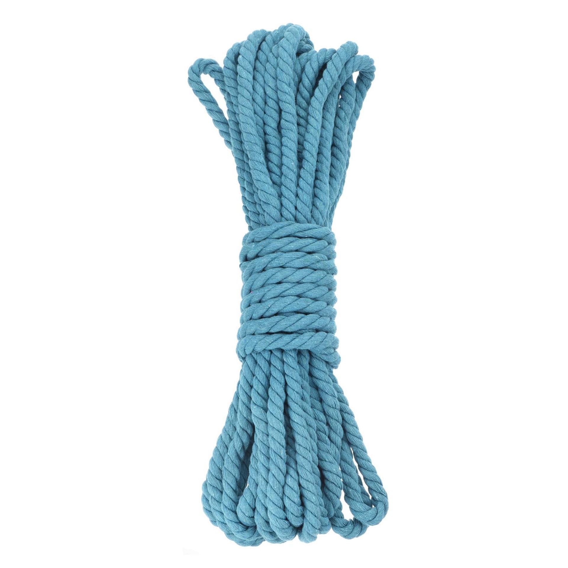 Macrame Cotton Cord 3-Strand Twisted Rope for Crafts, Plant Hangers & Wall Décor - Lake Blue 0.5 Inch 50 Feet