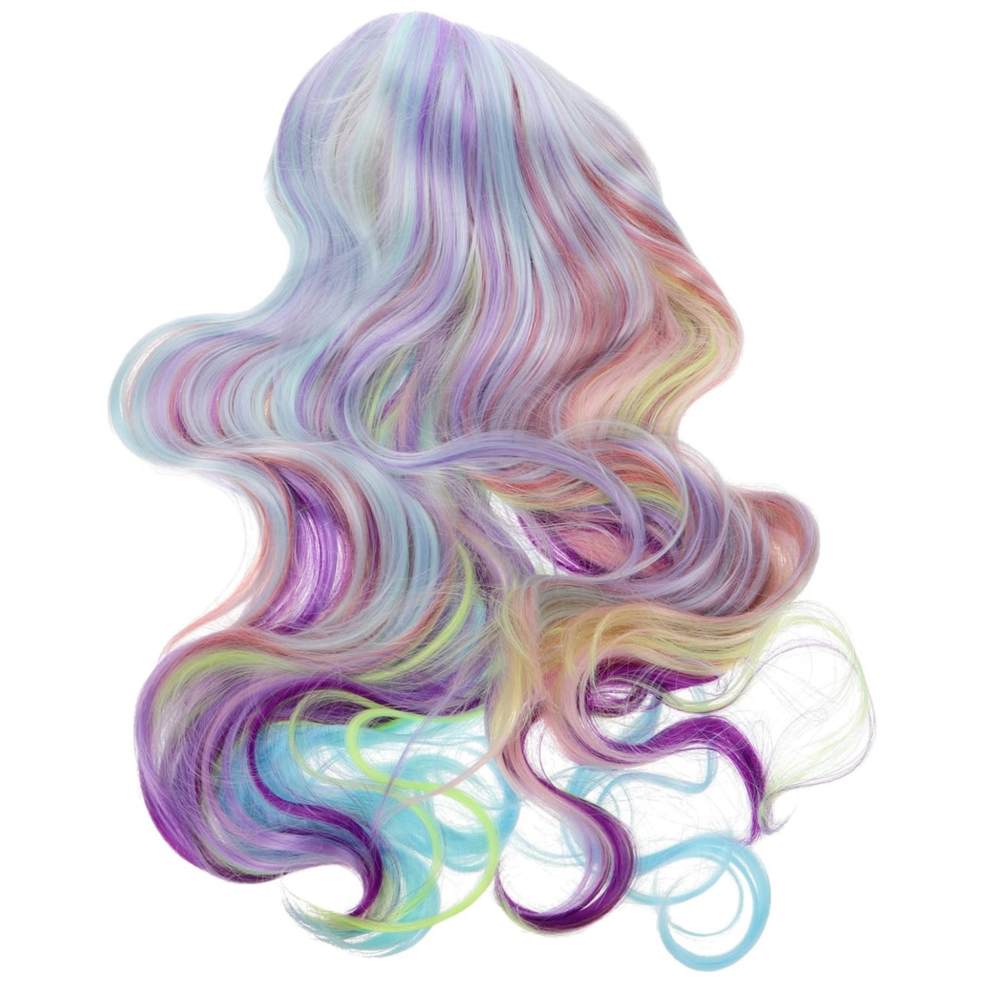 Halloween Long Curly Rainbow Wig Synthetic Hair with Wig Cap for Fancy Dress Parties - Multi M - Valentines - Valentines
