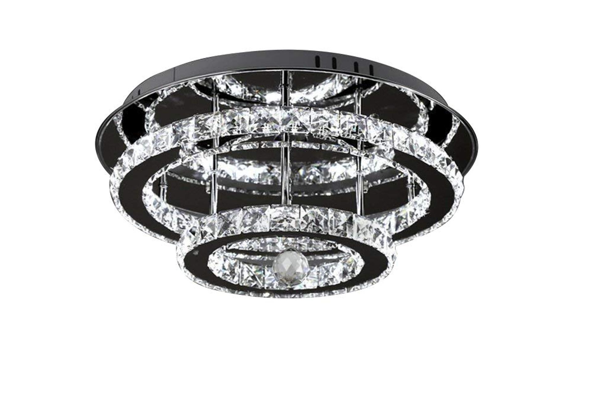 LED Crystal Ceiling Light 36W Adjustable Brightness and Colour Temperature with Remote Control - Silver 30cm