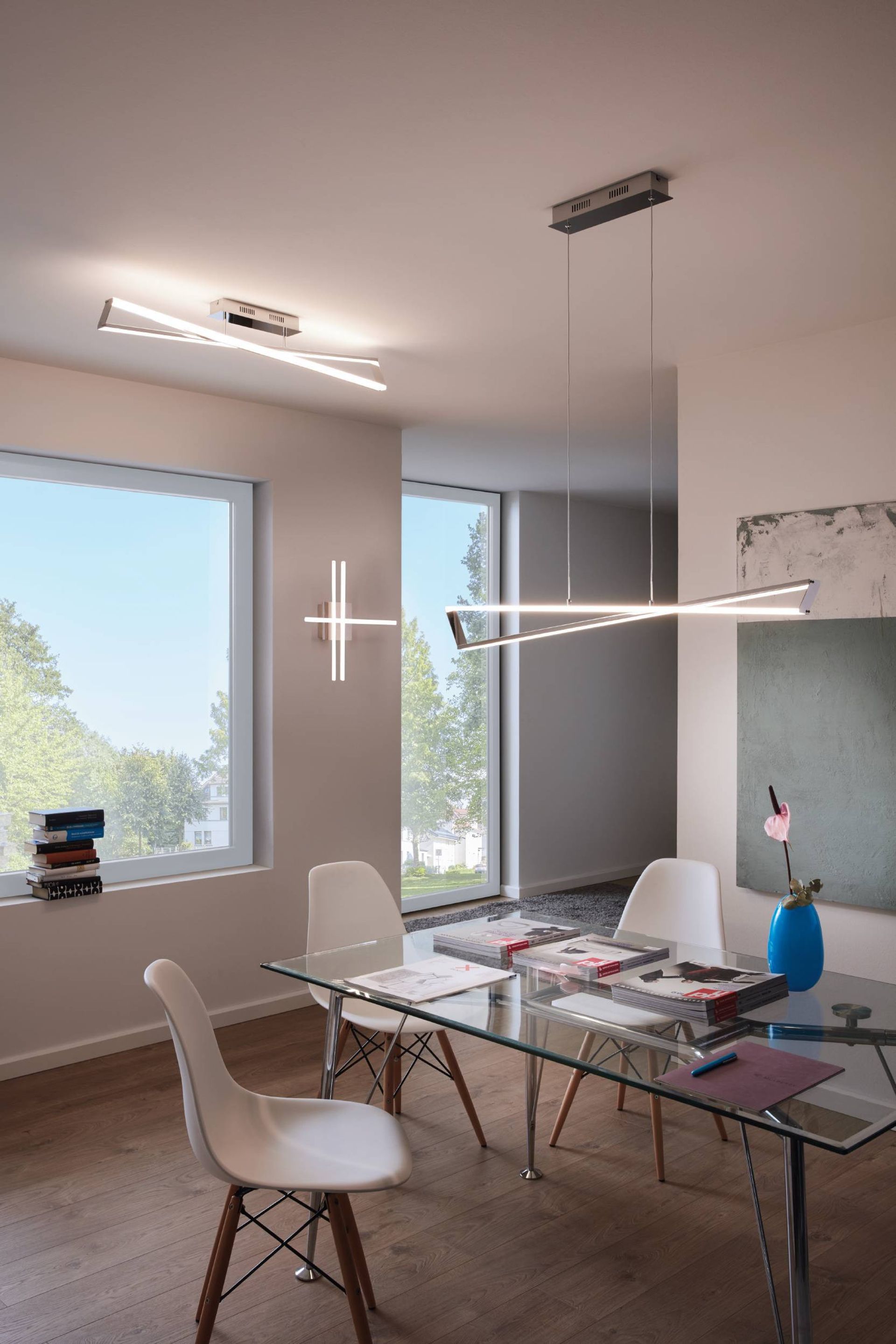 AGRELA 2-Light LED Pendant Light – Chrome & White
