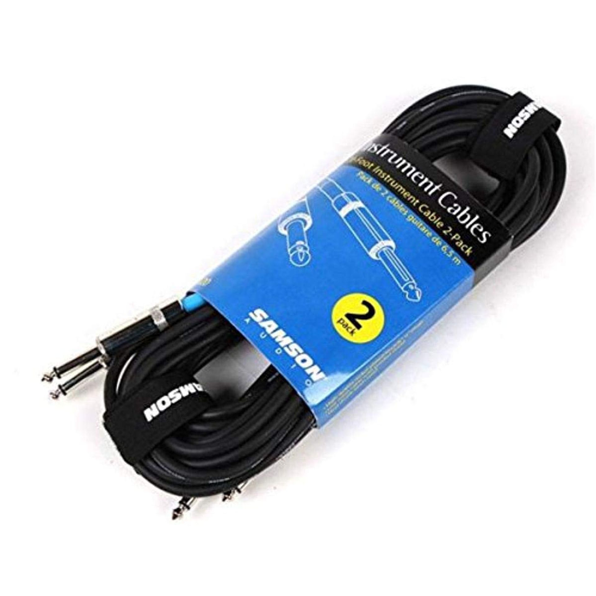 Instrument Cable 20ft Patch Cable Set 2-Pack High Quality for Guitars & Keyboards - Black 20ft - Student Essentials