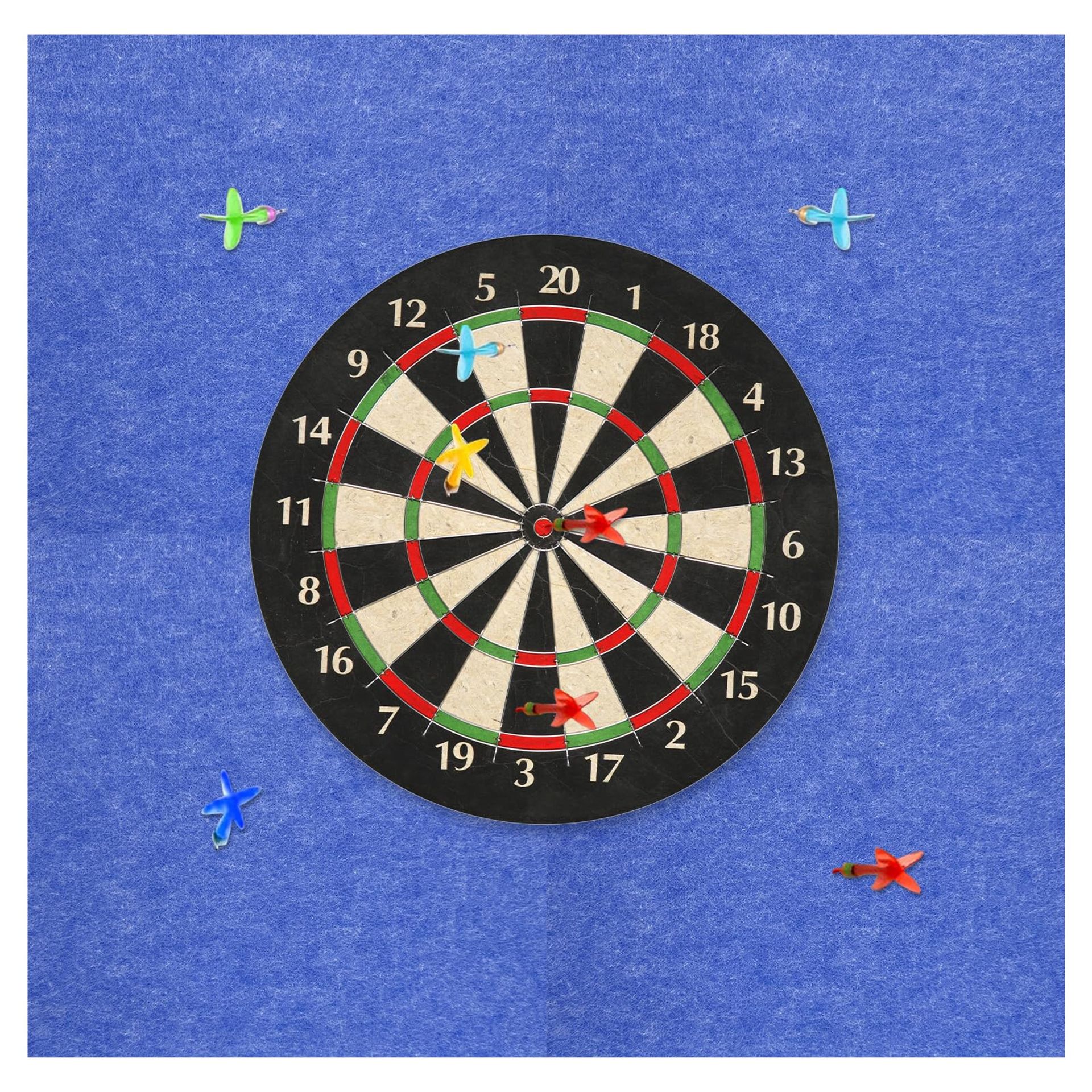 Dartboard Wall Protector Self-Adhesive Felt Surround 4-Piece Board Backing - Dark Blue One Size