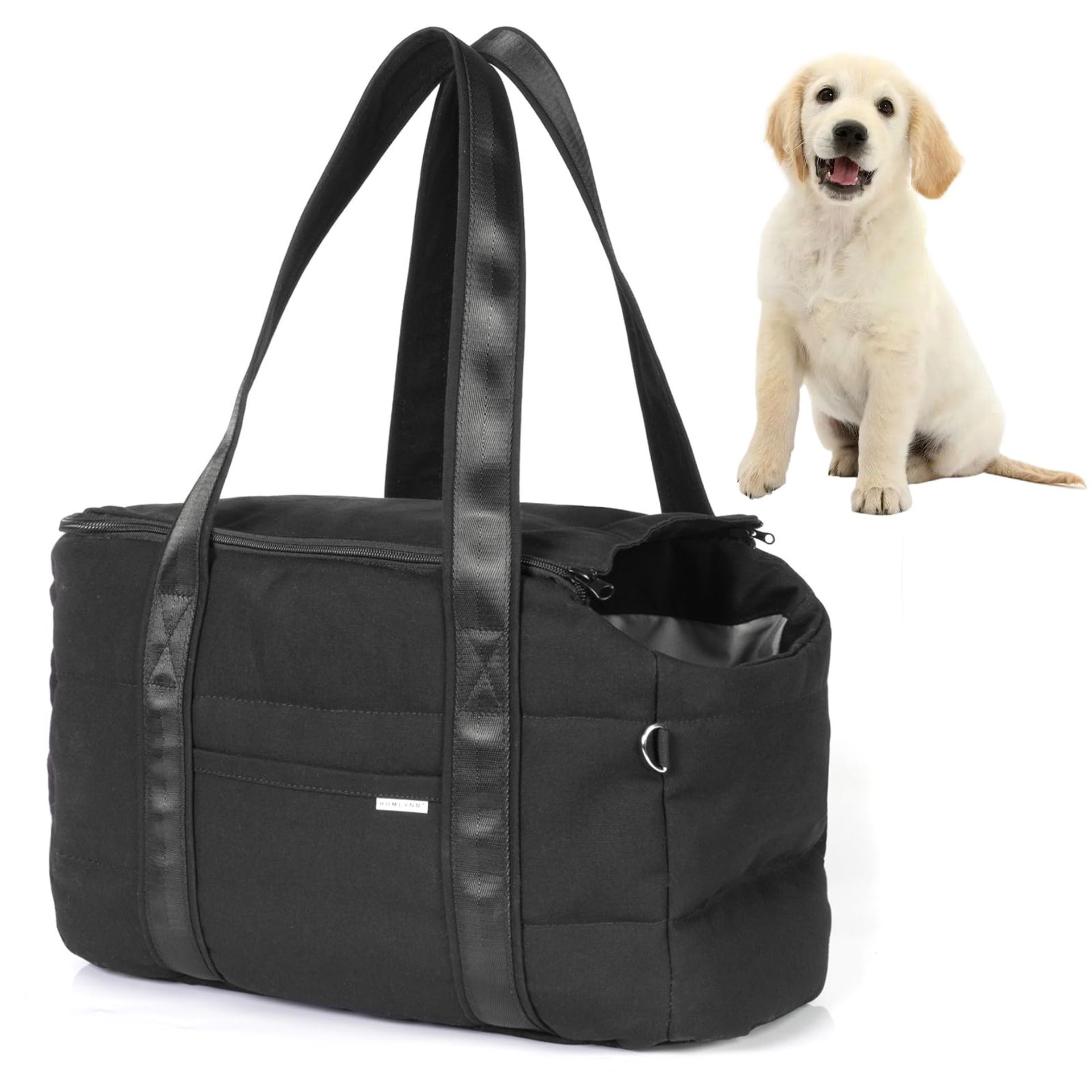 Soft-Sided Dog Car Seat & Carrier Bag with Safety Leash, Portable Pet Travel Tote for Cars & Outdoors - Black Small