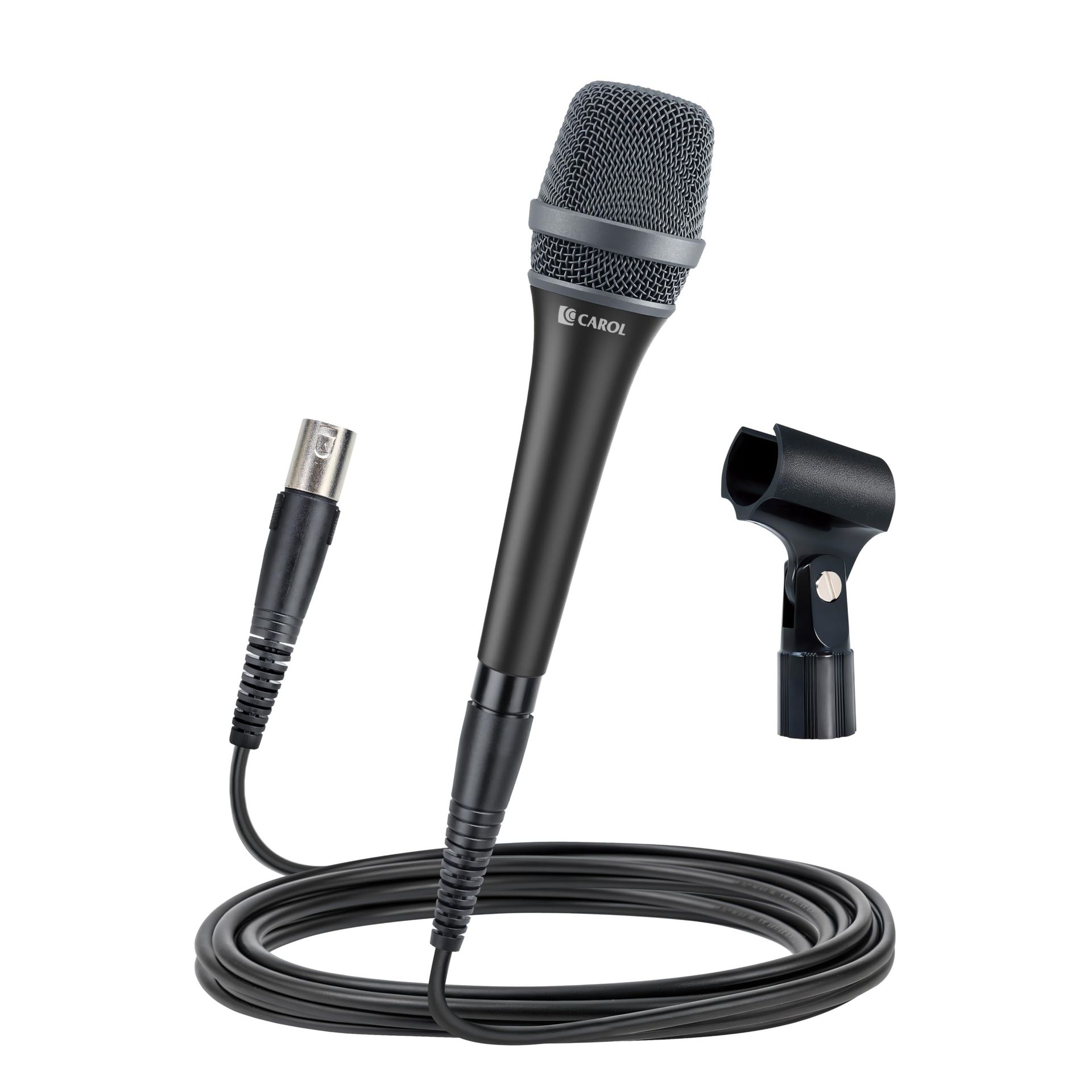 Dynamic XLR Wired Vocal Microphone Supercardioid Mic with Dual-Engine AHNC Noise Cancelling for Singing, Karaoke, Stage & Studio - Grey