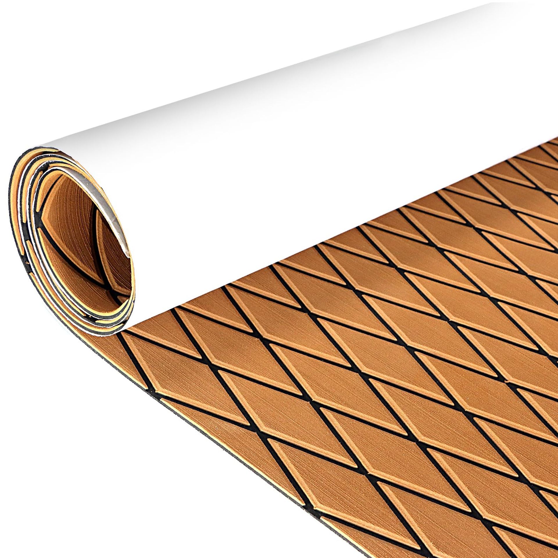 EVA Foam Boat Flooring Decking Sheet 6mm Thick Self-Adhesive Non-Slip Marine Mat for Yacht, Bass Boat, RV or Motorboat - Brown with Black Diamond 190x70cm