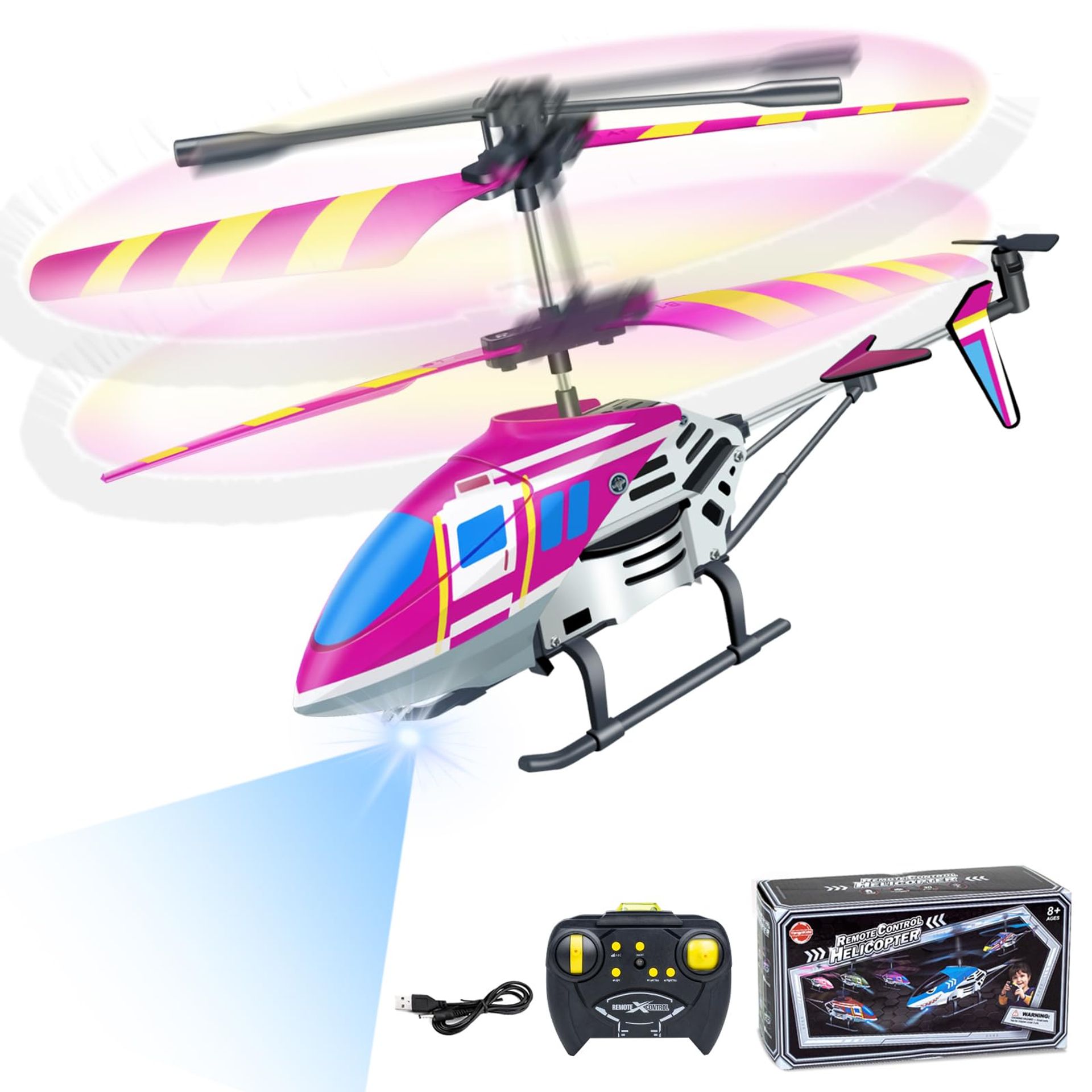 Remote Control Helicopter 2.4GHz RC Plane with LED Light Gyro for Kids & Adults - Purple