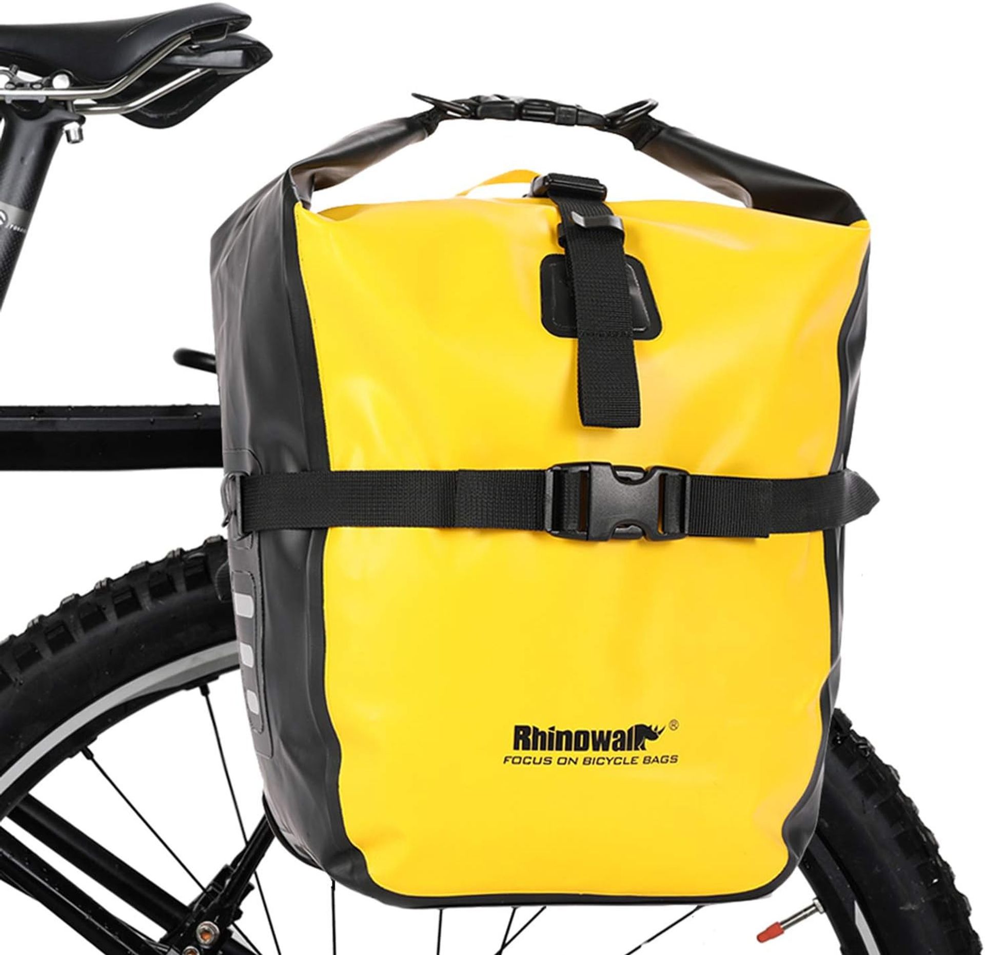 20L Waterproof Bike Pannier Bag with Roll-Top Closure & Shoulder Strap - Yellow