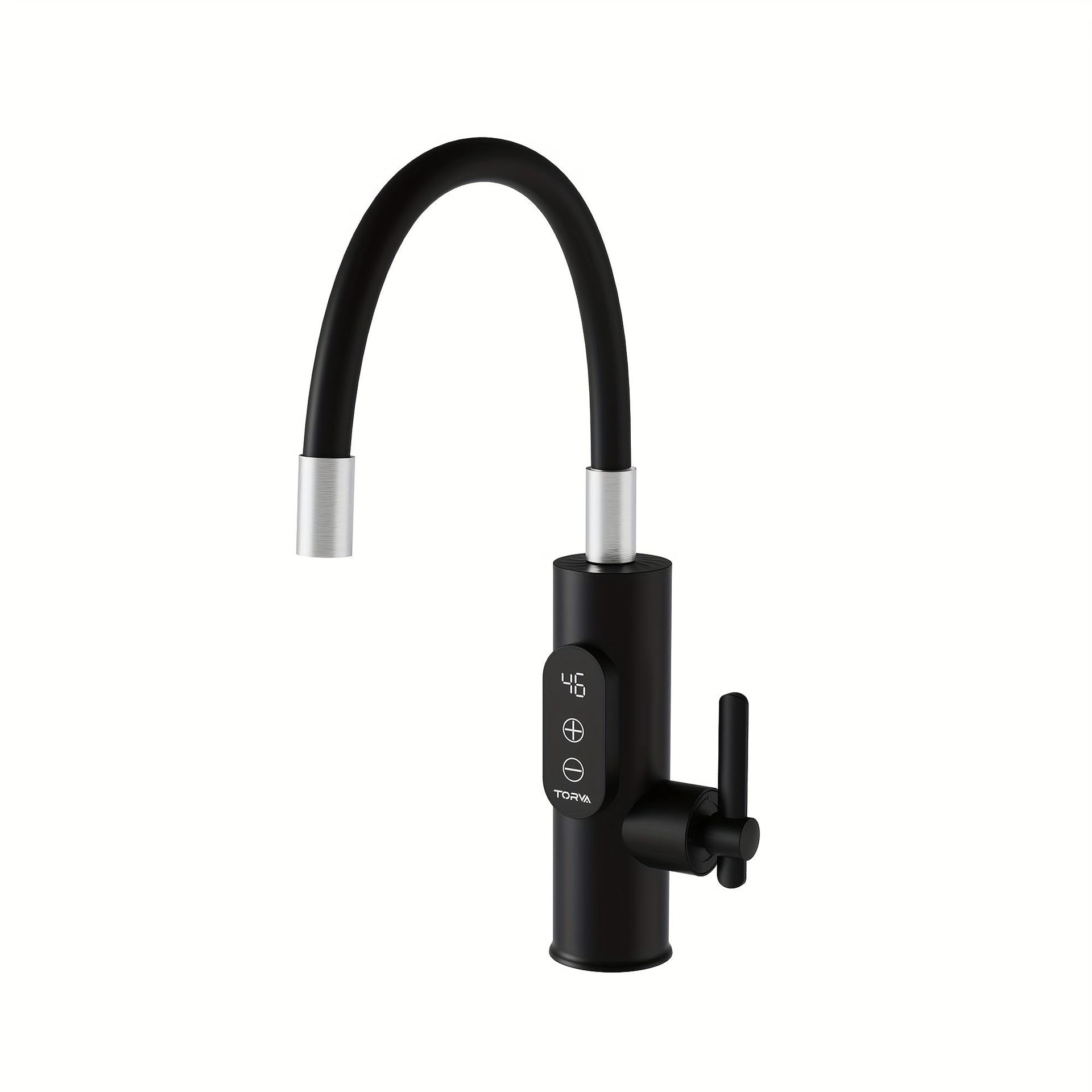Instant Hot Water Tap Stainless Steel Electric Faucet 360° Rotatable Fast Heating with Digital Display - Black WM-SS-2HB