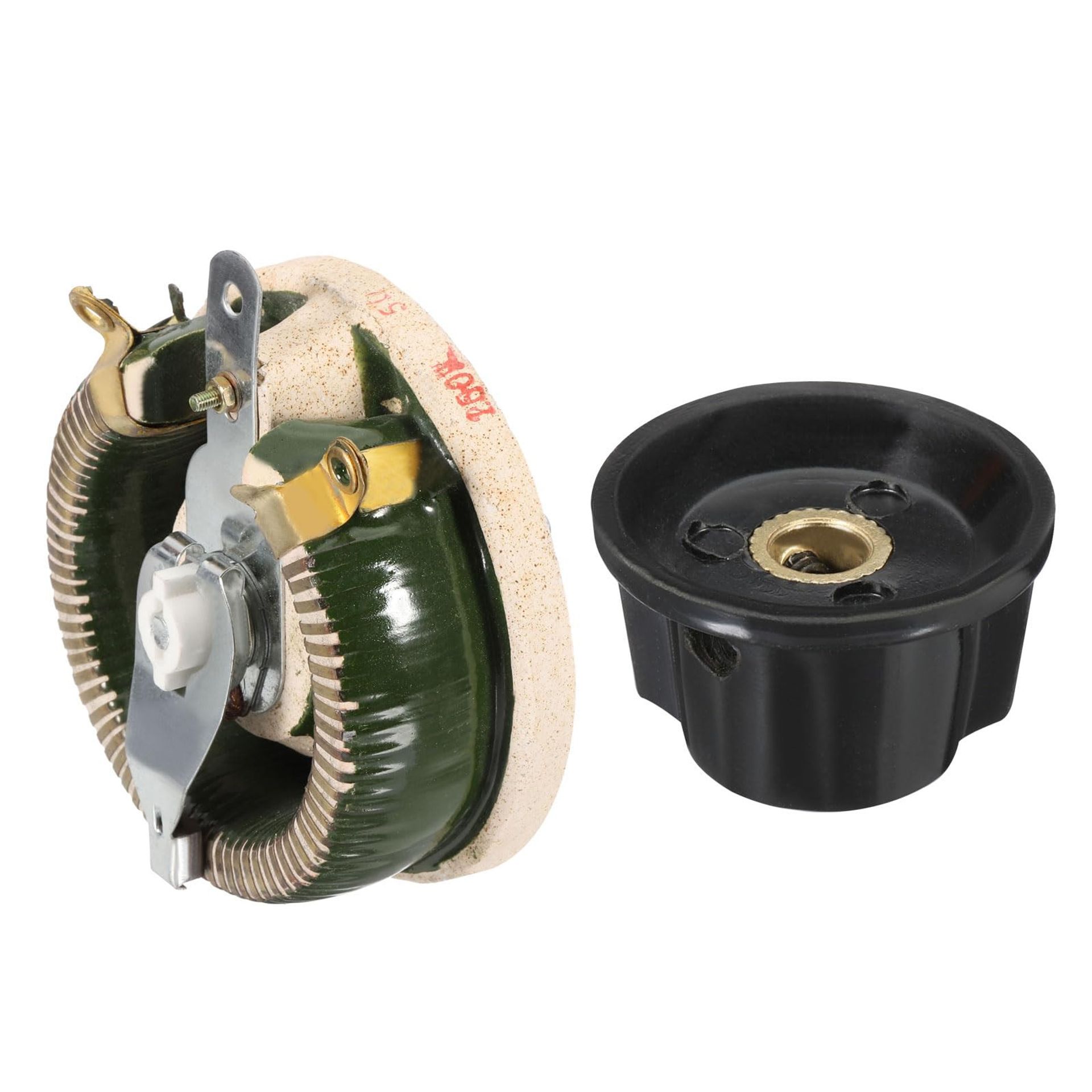 High Power Ceramic Rheostat Adjustable Resistor 200W 5 Ohm Variable Potentiometer with Control Knob Cover - Silver Grey