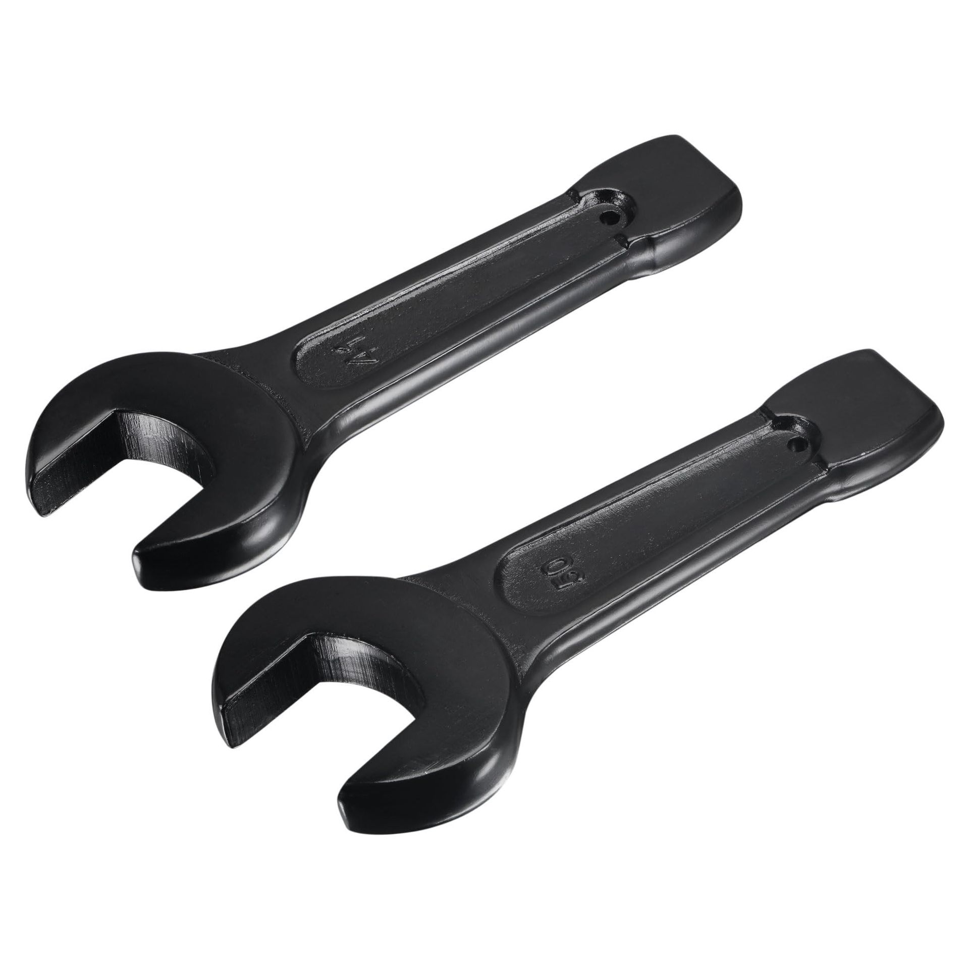 Single Open End Spanner Set High Carbon Steel, Corrosion-Resistant Wrench for Mechanical & Automotive Repair - Black 50mm & 41mm