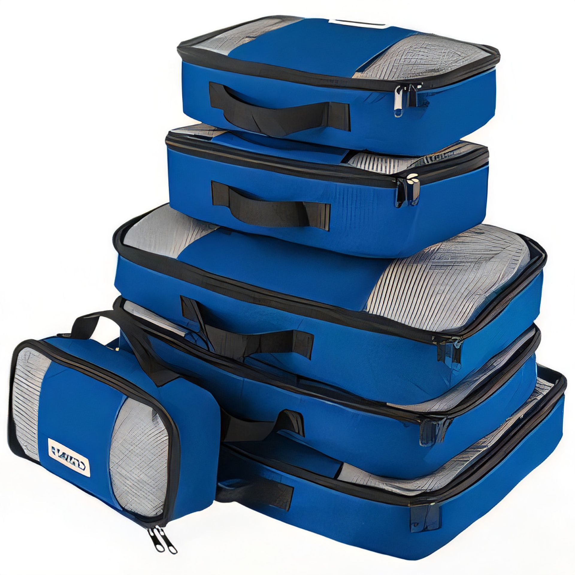 Packing Cubes 6 Piece Travel Organiser Set Lightweight Durable Mesh Viewing Panel - Midnight Blue 1x XL / 2x L / 2x M / 1x S