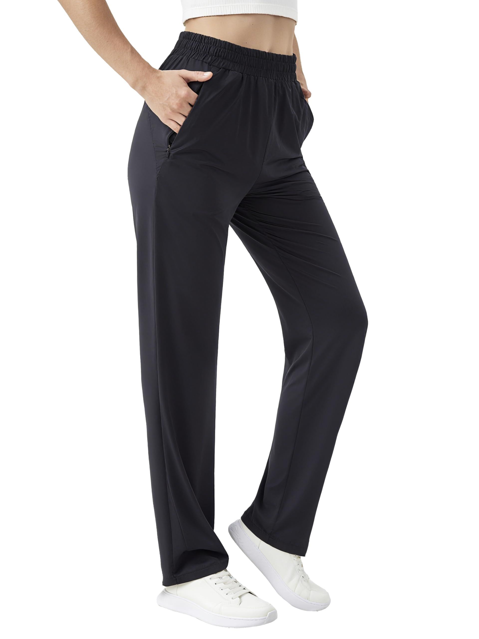 Women's Extra Long Thin Sweatpants Lightweight Tall Running Joggers - Black M Tall