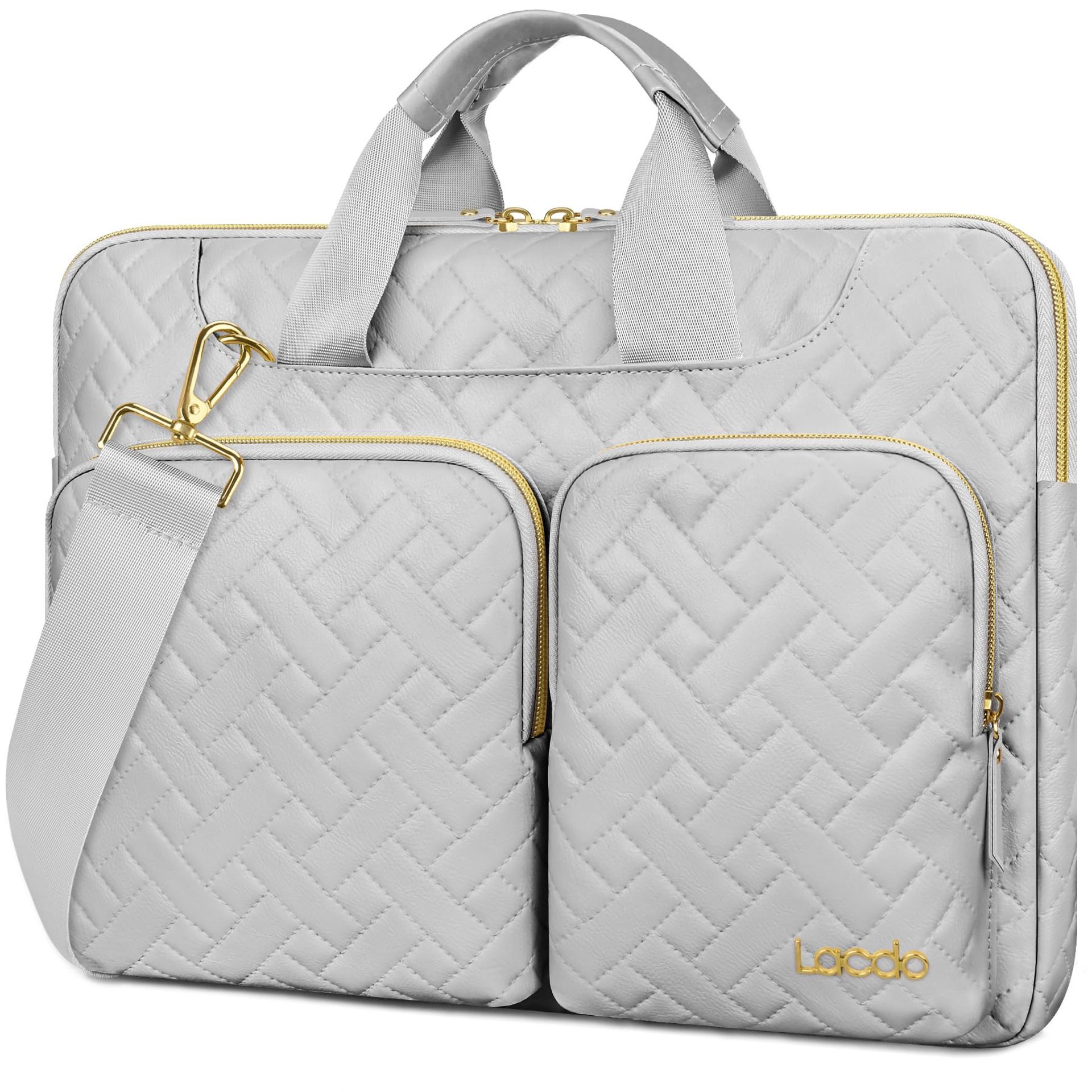 Protective Laptop Shoulder Bag 360° Water Repellent Shockproof Case for 16-inch MacBook Pro, Surface Laptop & More - Light Grey 16 Inch - Student Essentials