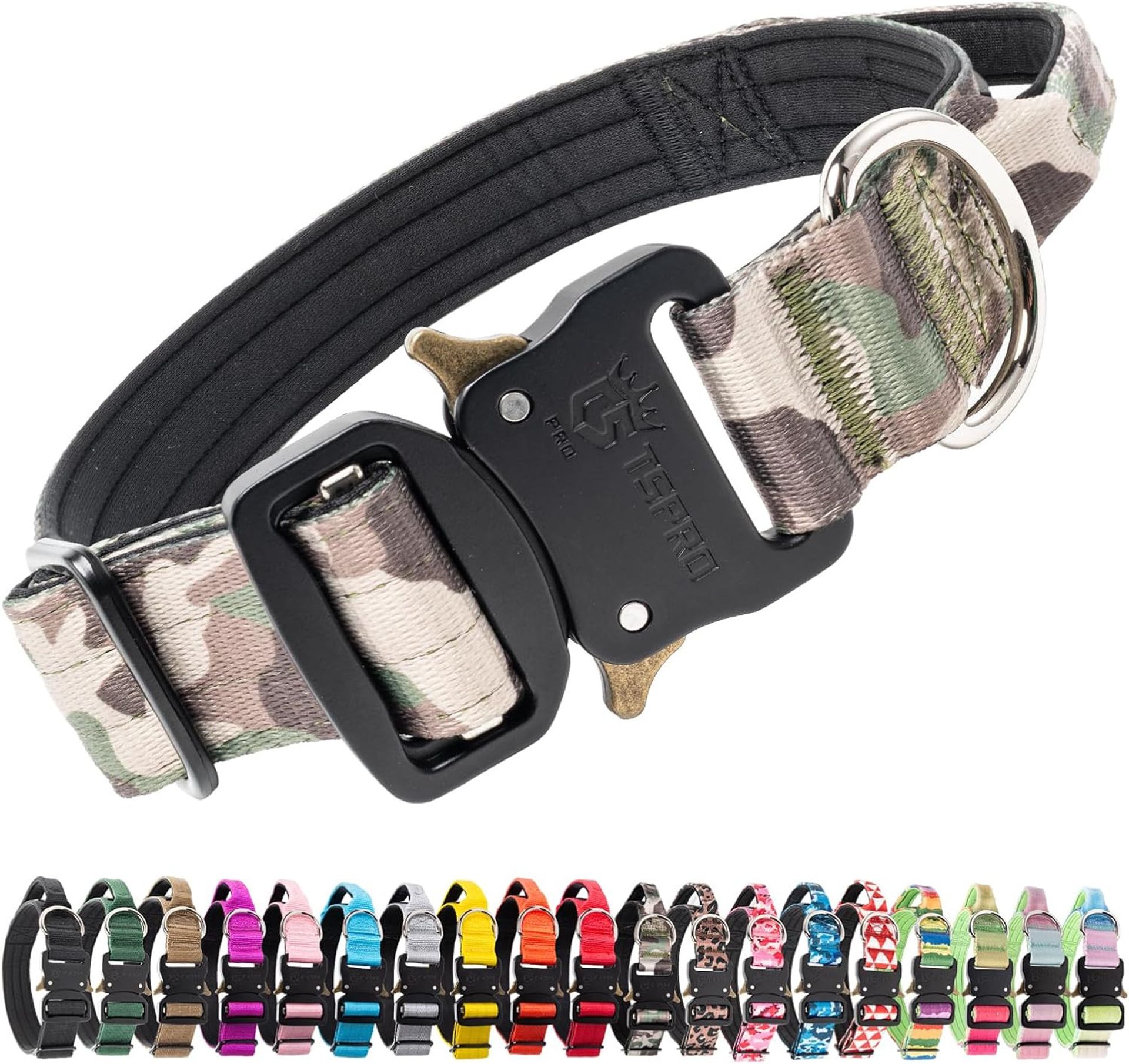 Premium Dog Collar with Handle Heavy Duty Quick Release Buckle Adjustable Durable Design - Military Green M