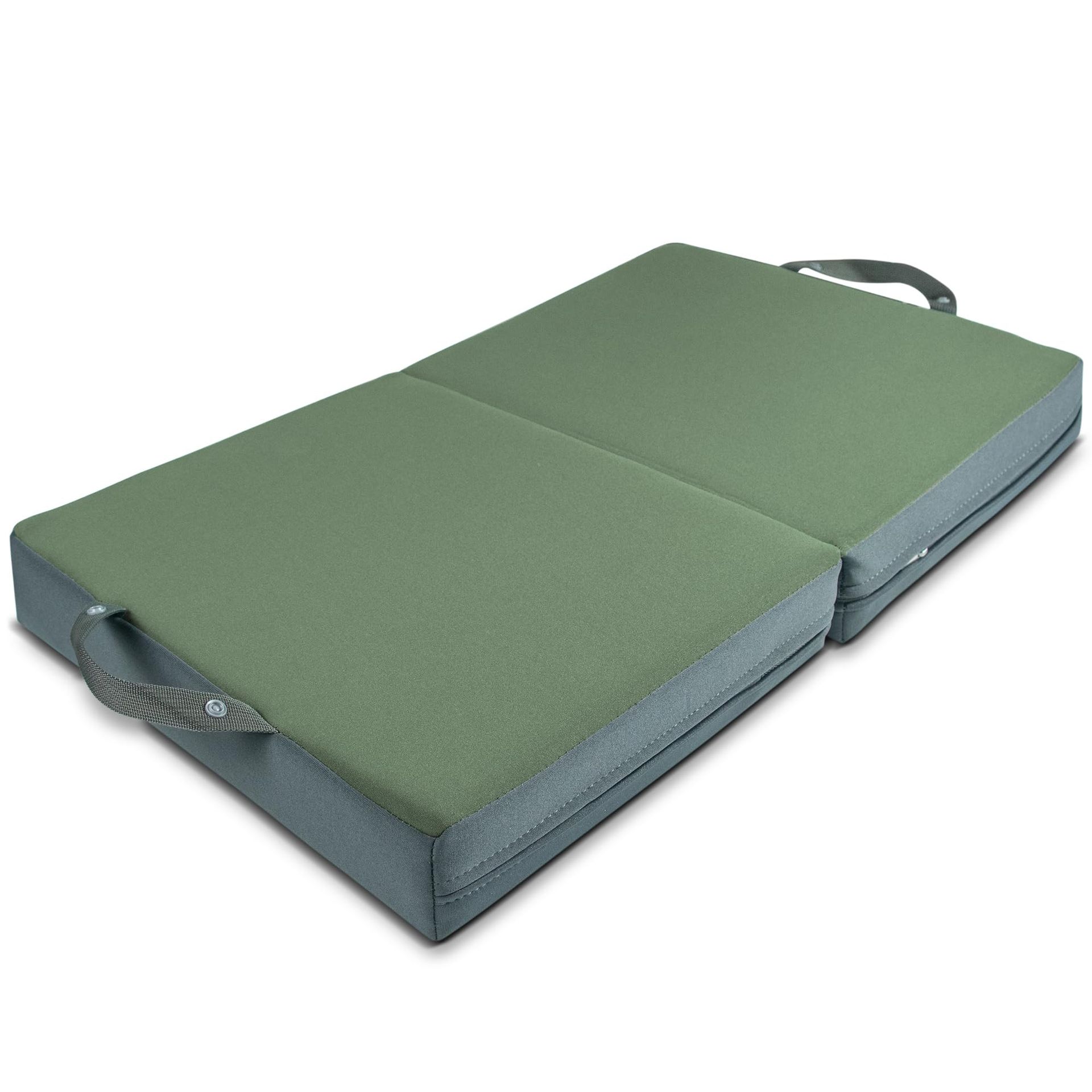 Garden Kneeling Pad with Handle Extra Thick Memory Foam Cushioned Kneeler Water-Resistant Foldable Design - Olive Green