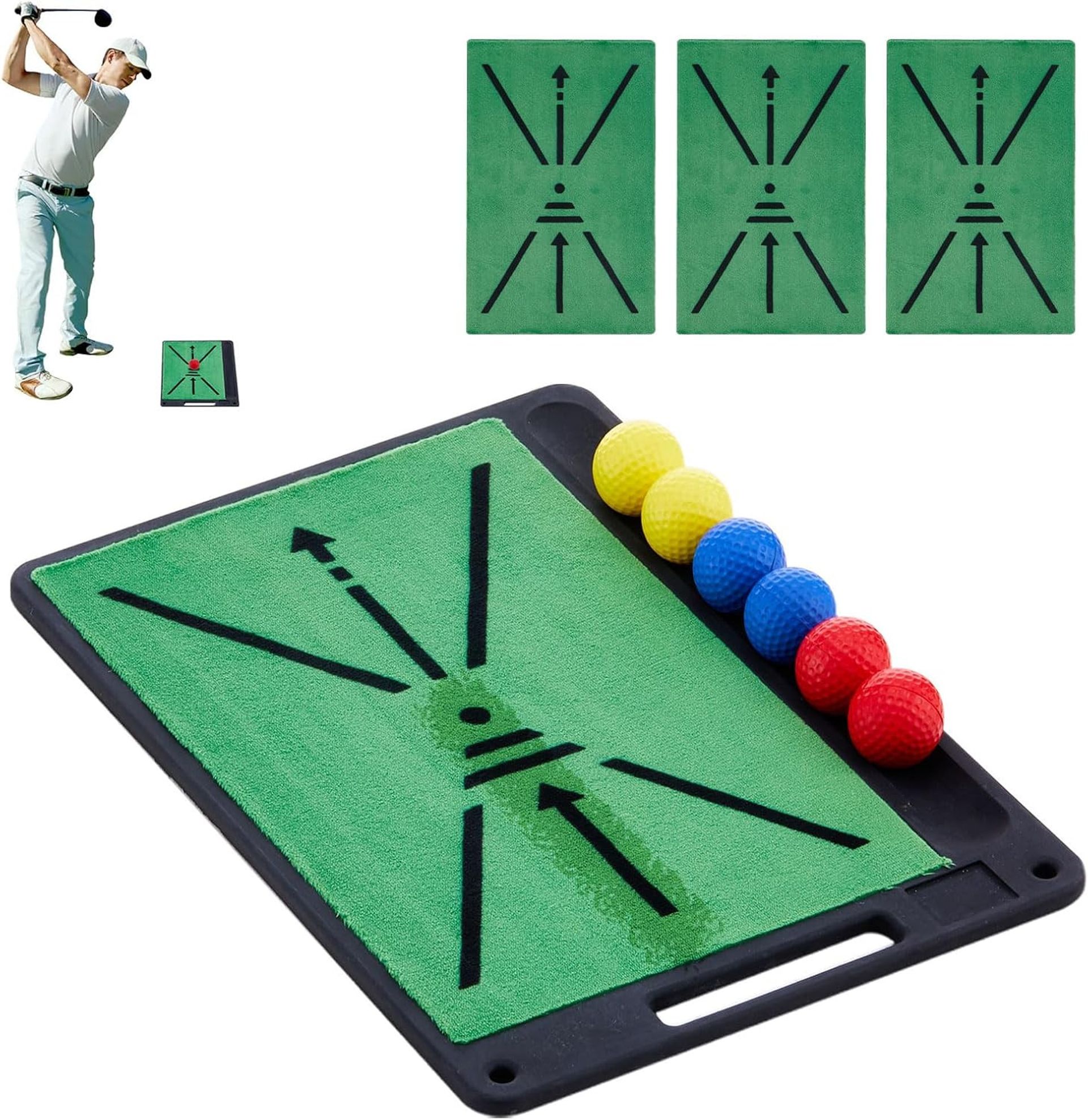 Golf Practice Net 10x7ft with Hitting Targets Carry Bag for Indoor Outdoor Training - Black One Size